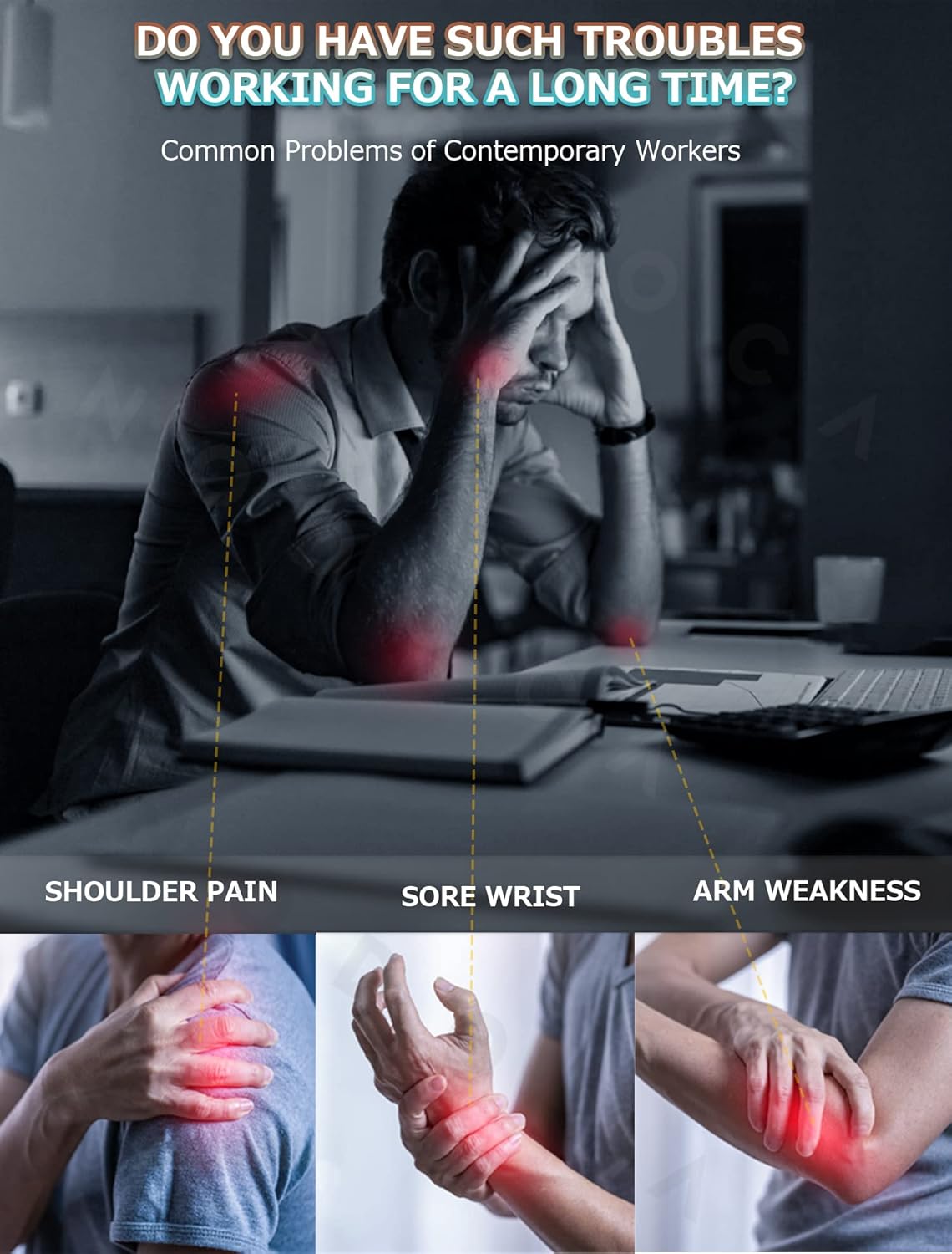 NODOCA Arm Rest for Desk, Ergonomics Wrist Rest, Desk Extender, Soft Sponge Built-in, Comfortable Arm Support for Desk, Wrapped in Eco-Friendly Leather, Foldable Elbow Rest for Desk(1, Black, 26.5'')