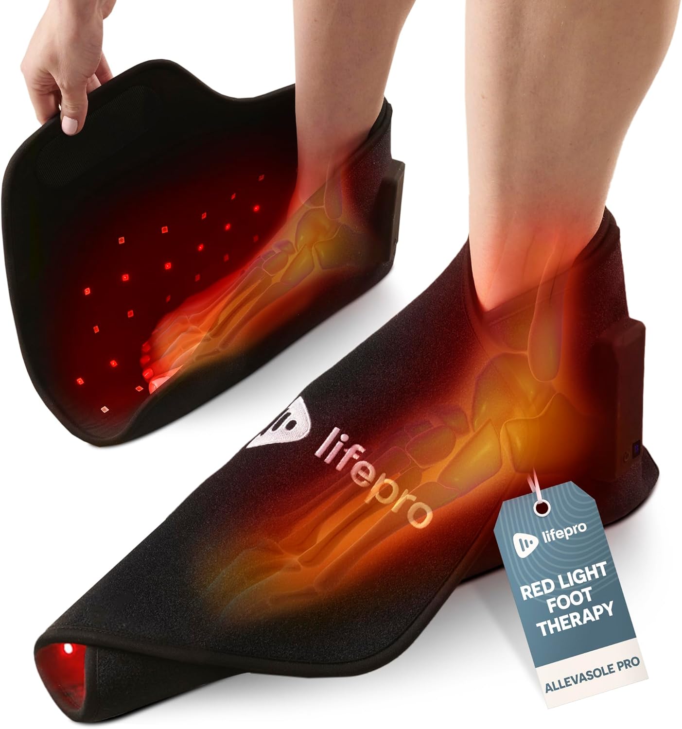 LifePro Red Light Therapy for Hands, Feet & Ankles – Cordless Glove & Foot Wrap with Dual Wavelengths (660nm & 850nm) Infrared Foot Therapy, Auto Shut-Off Timer for Wellness, Relaxation & Comfort