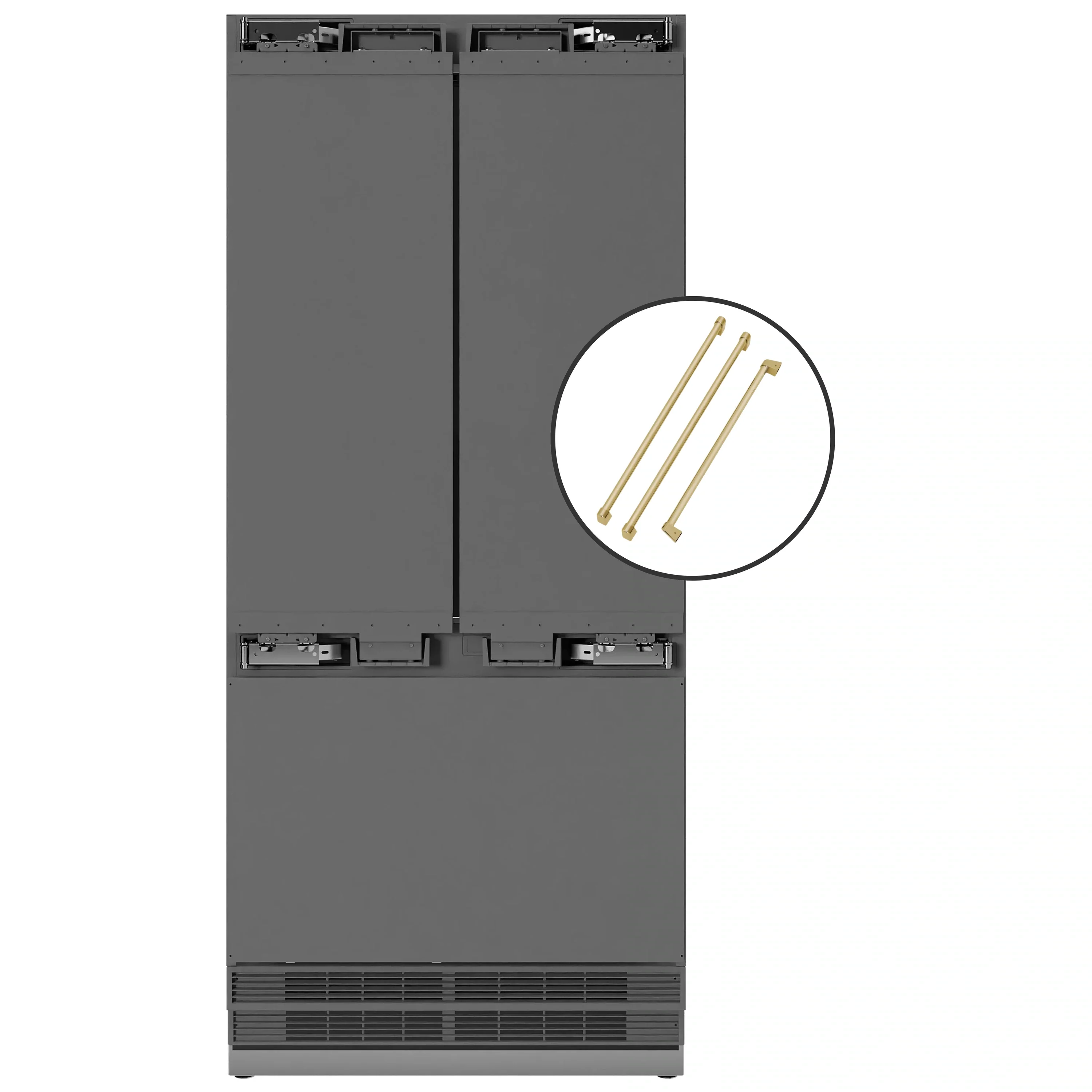 ZLINE Autograph Edition 36-Inch 19.6 cu. ft. Panel Ready French Door Built-In Bottom Freezer Refrigerator with Water Dispenser and Ice Maker with Stainless Steel Interior and Champagne Bronze Accents (SRBIVZ-36-CB)