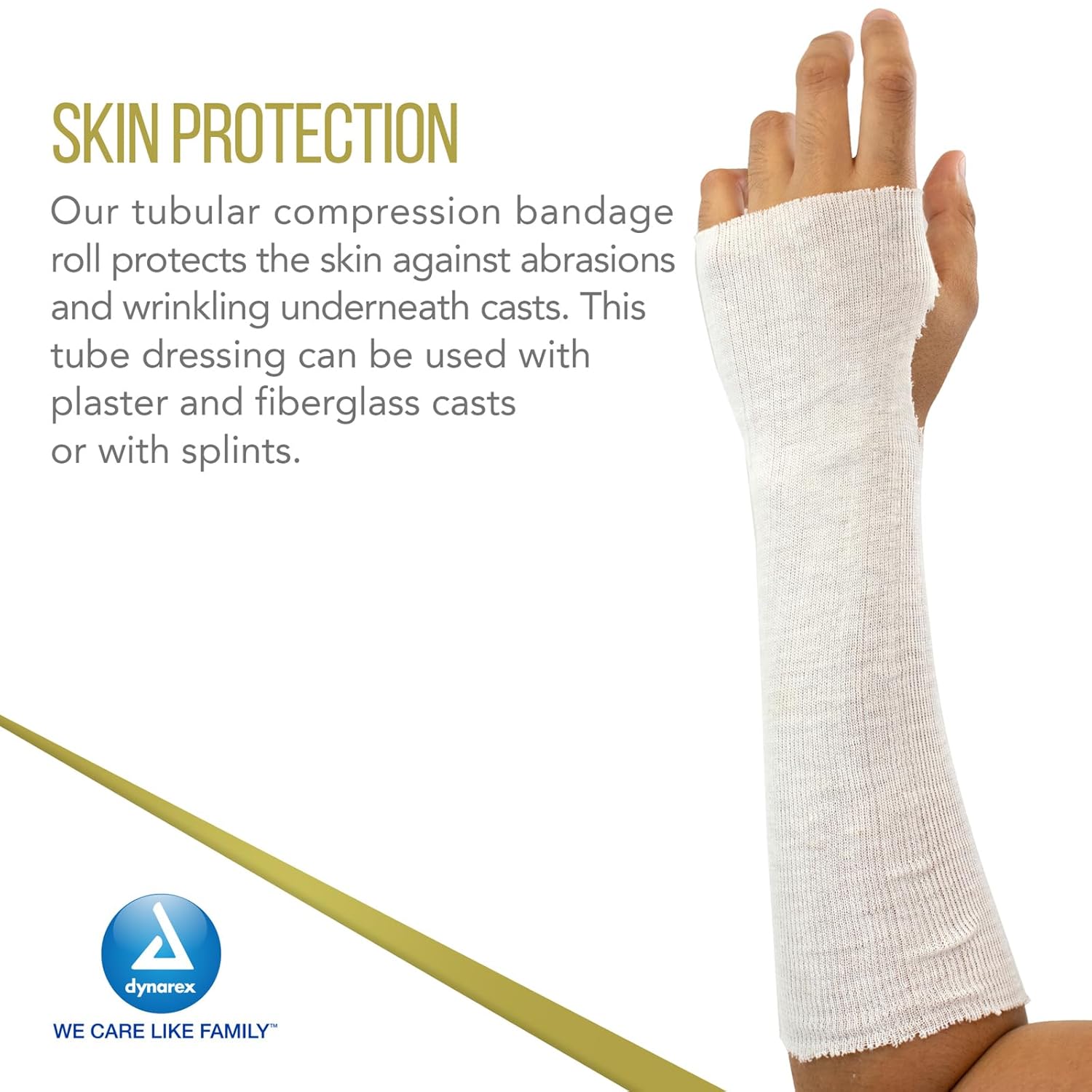 Dynarex Tubular Cotton Stockinette - Non-Sterile Elastic Stockinette Tubing for Legs & Arms - Moisture-Wicking Cast Padding - 4
