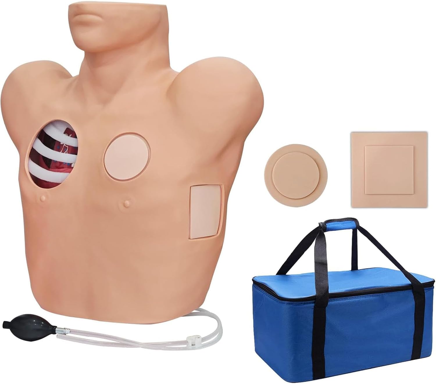 Thoracentesis and Drainage Model, with Skin Module, Life Size Simulator Pneumothorax and Liquid Chest Closed N Drainage Anatal Model for l Training
