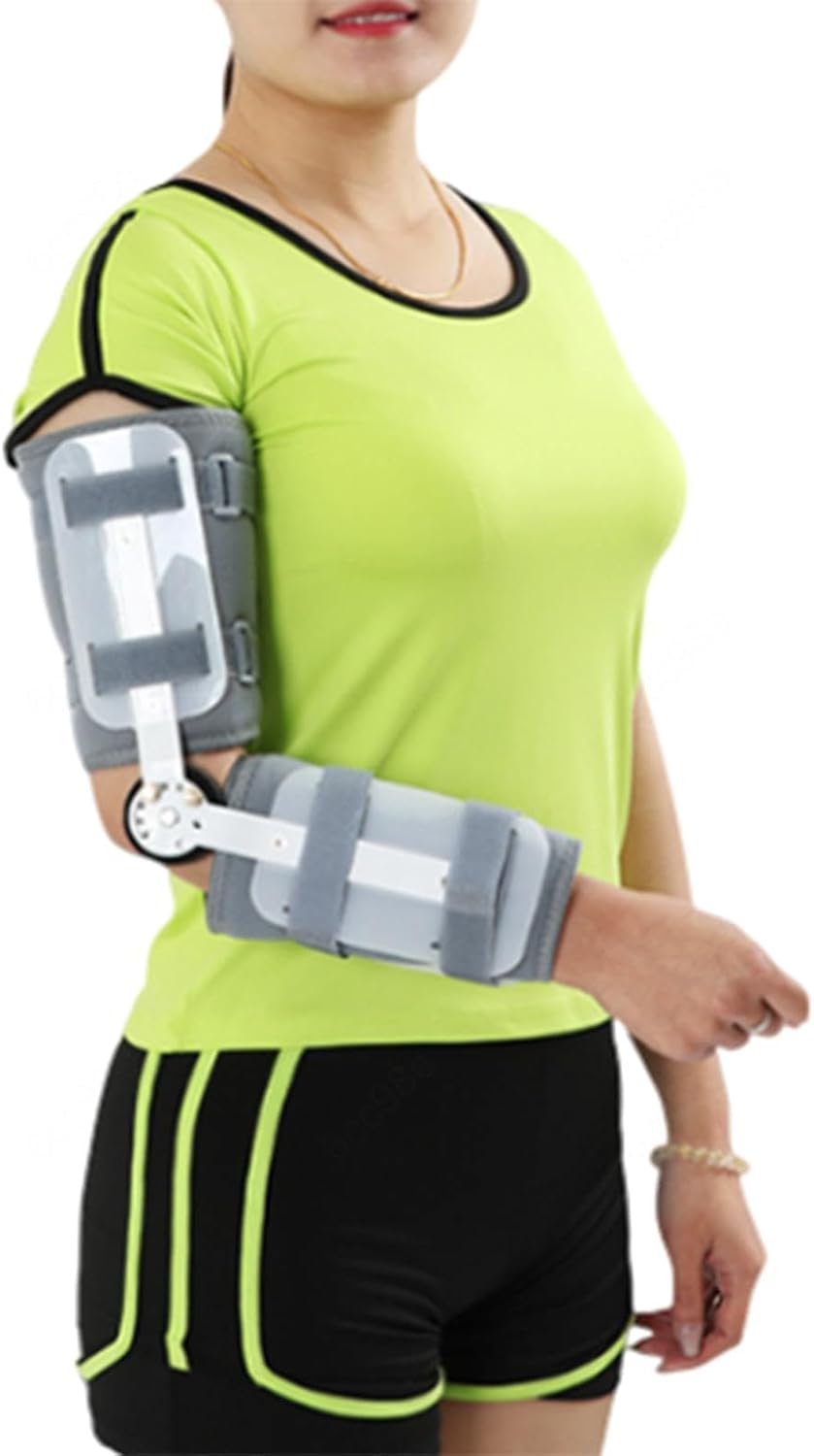 Adjustable Elbow Brace,Post OP Hinged Elbow Brace Support Stabilizer Splint Arm Injury Recovery,Arm Immobilizer for Sleep and Work,Prevent Excessive Bending(Medium)