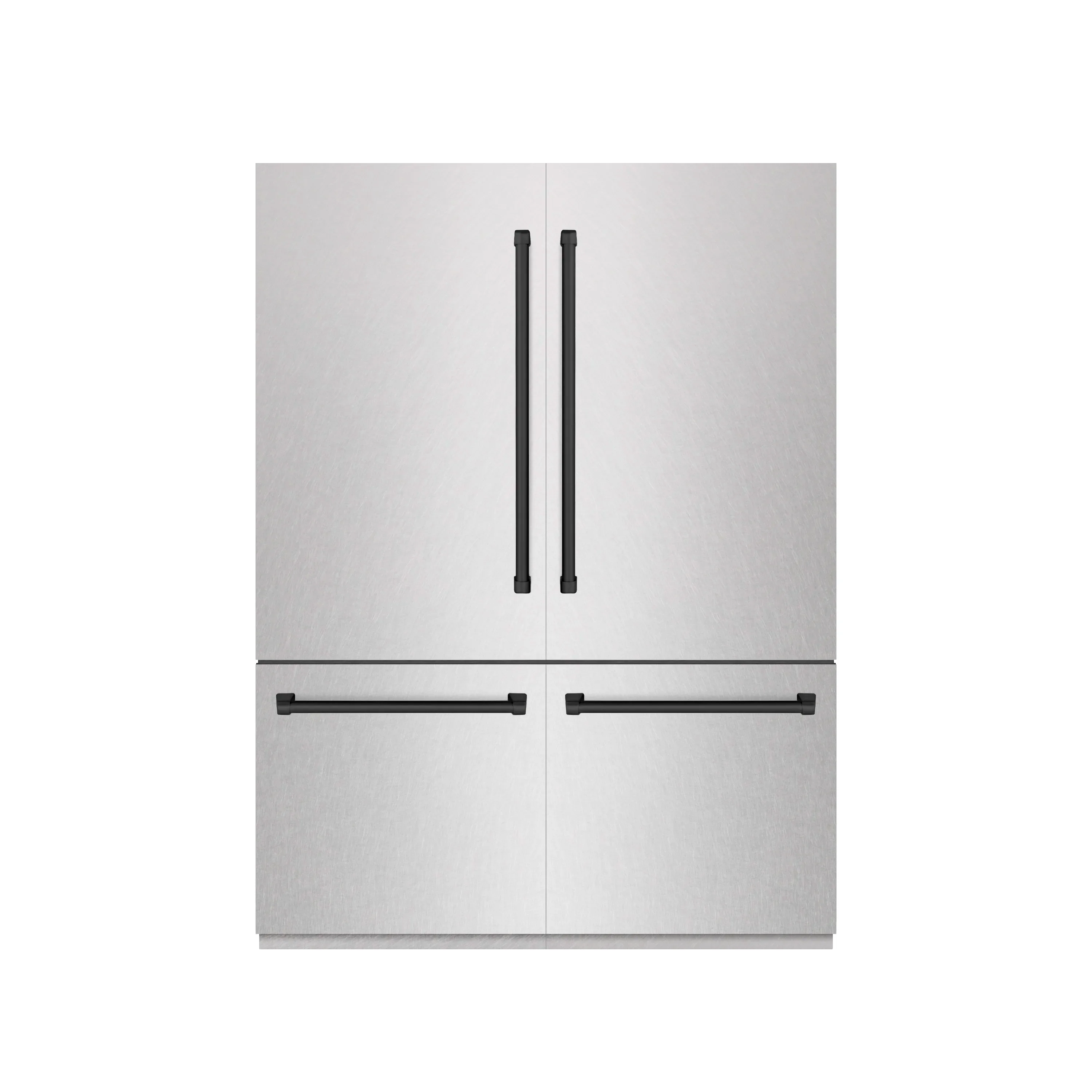 ZLINE Autograph Edition 60-Inch 32.2 Cu. Ft. French Door Built-In Bottom Freezer Refrigerator with Water Dispenser and Ice Maker in Satin Stainless Steel with Graphite Gray Interior and Matte Black Accents (GRBIVZ-SN-60-MB)