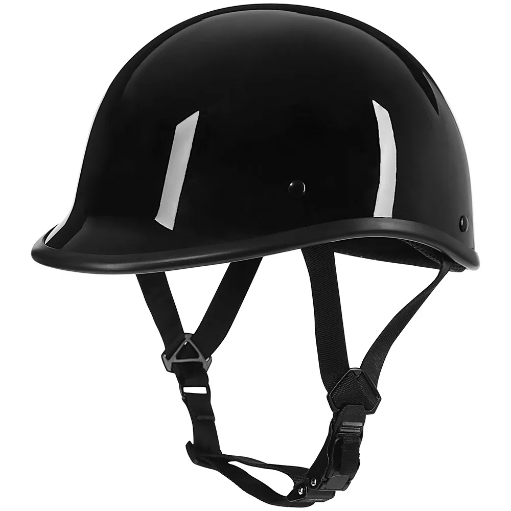 Glossy Half Helmet with Adjustable Strap