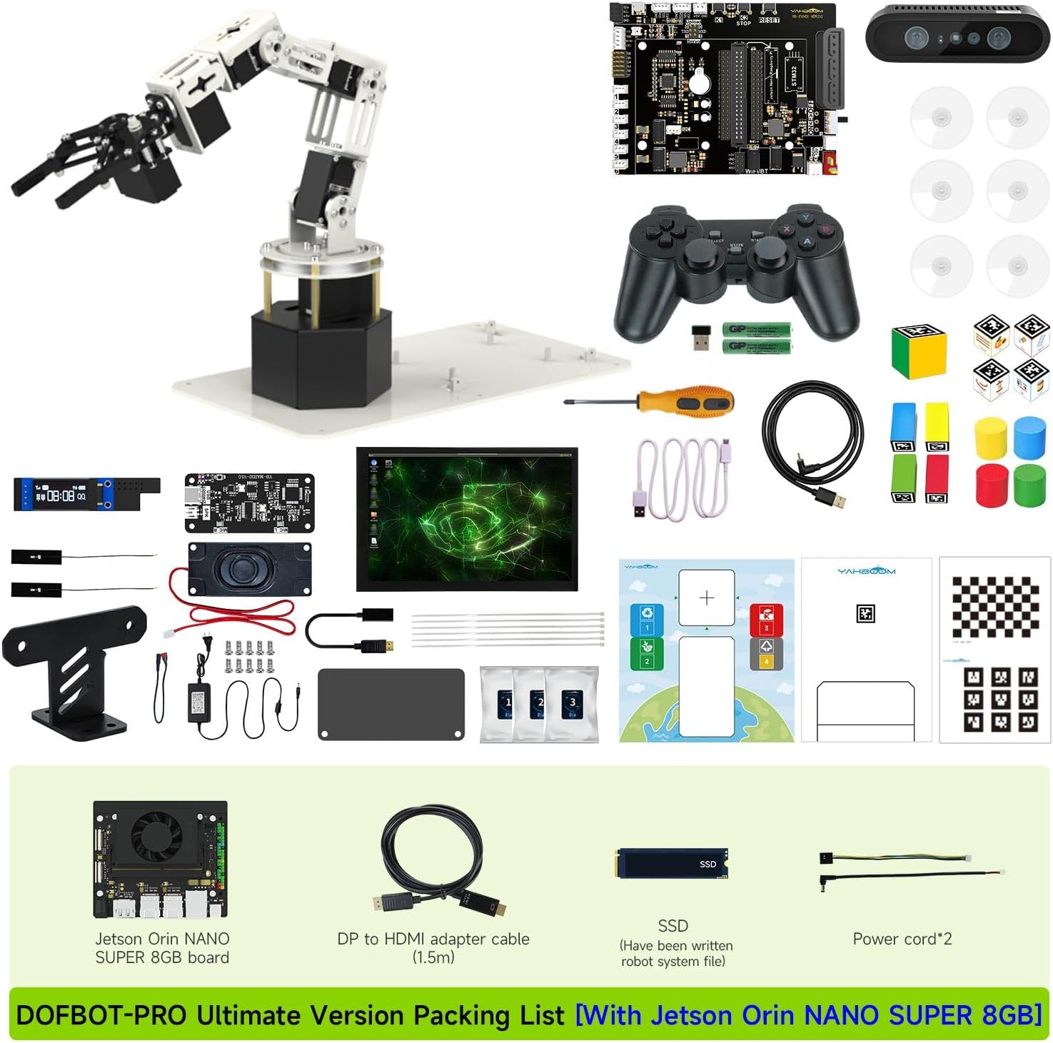 Yahboom 6DOF Robotic Arm 3D Recognition Scanning,Depth Camera Visual Recognition AI Visual Recognition Technology with Orin Nano Super 8GB Supports Large AI Model