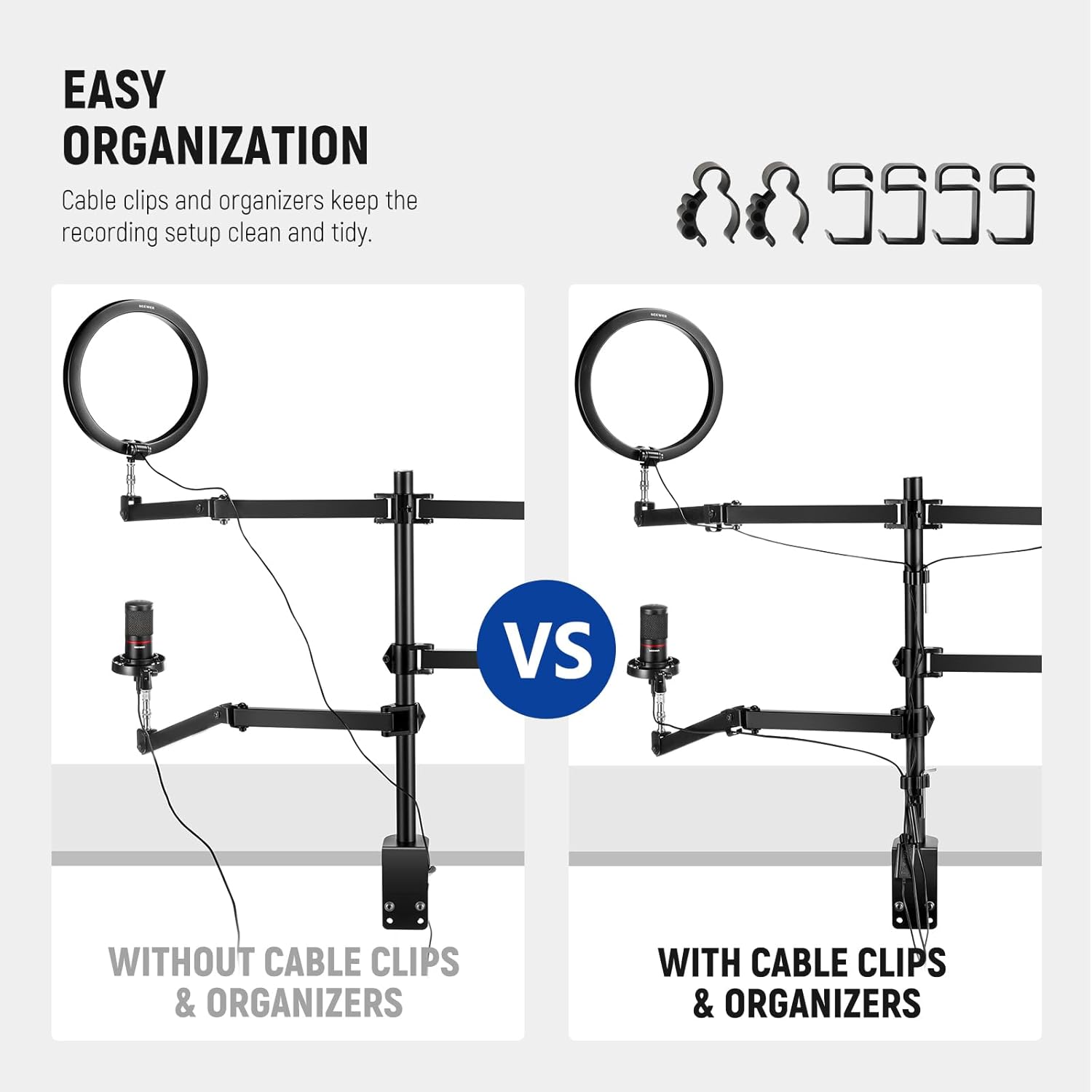 NEEWER Desktop Camera Stand, Overhead Phone Webcam Mount Stand with 4 Flexible Articulating Arms, 3/8