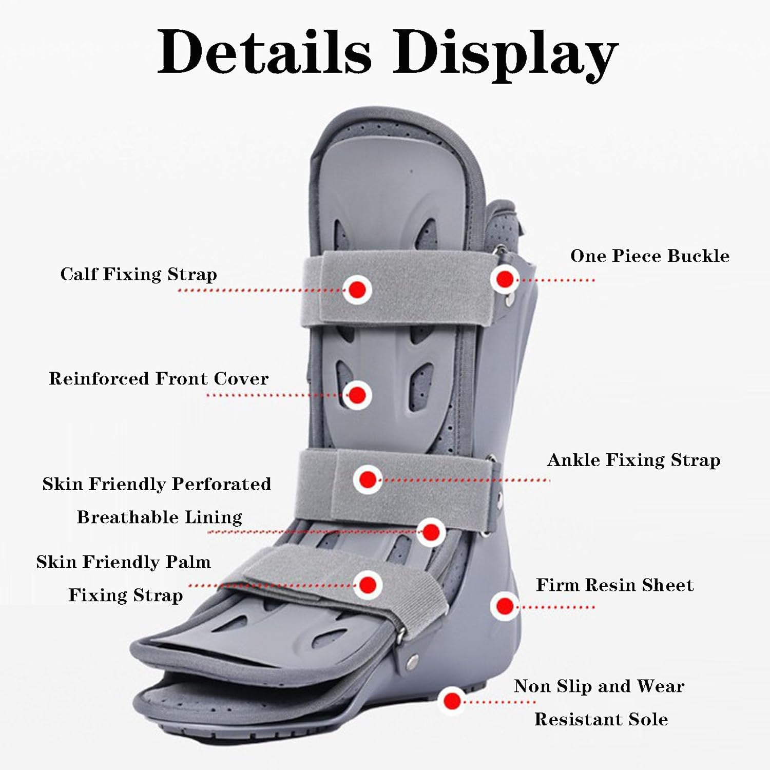 Ankle Stabilizer Brace, Sleeping Drop Foot Support, Quick Lace Up Ankle Support for Ankle Or Foot Sprained Injuries Fracture Boot,1 Pair,L-Right-Medium