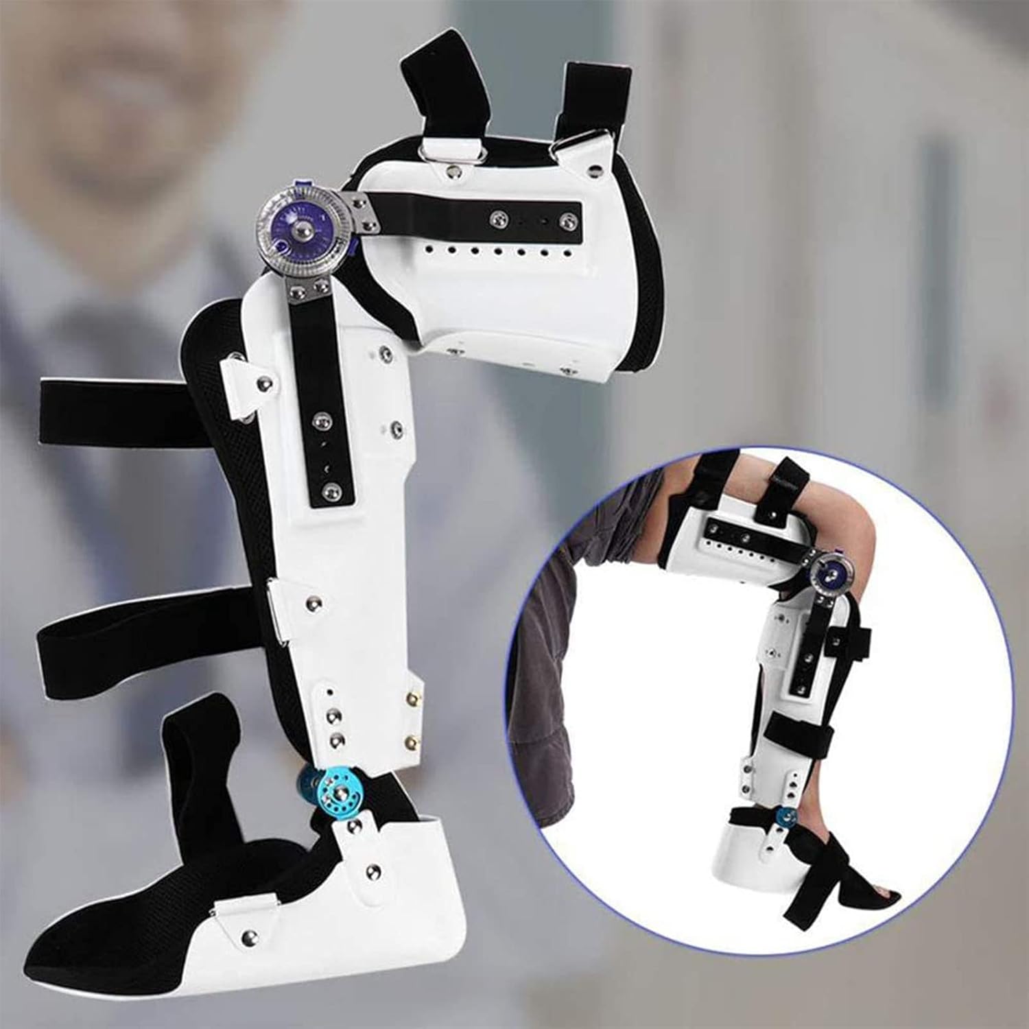 Ankle Foot Brace Knee and Walking Foot Fixed Splint Medical Leg and Ankle Support Knee Fixation, Hip Knee Ankle Foot Orthosis, Adjustable Hip Abduction Orthosis, Full Leg Stabilizer Knee Brace Splin