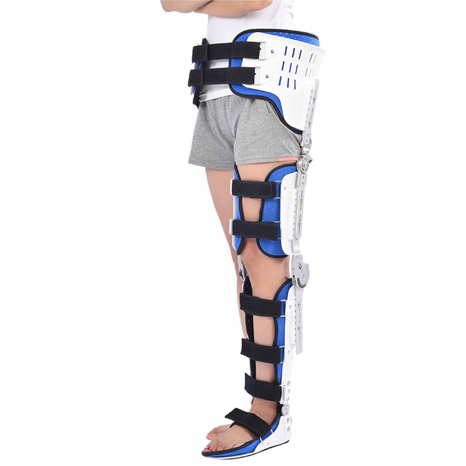 Hinged Hip Post-Op Ankle Foot Knee Brace Hinged Hip Stabiliser Corrector Support Brace Adjustable Thigh Knee Ankle Foot Orthosis (Left-Medium