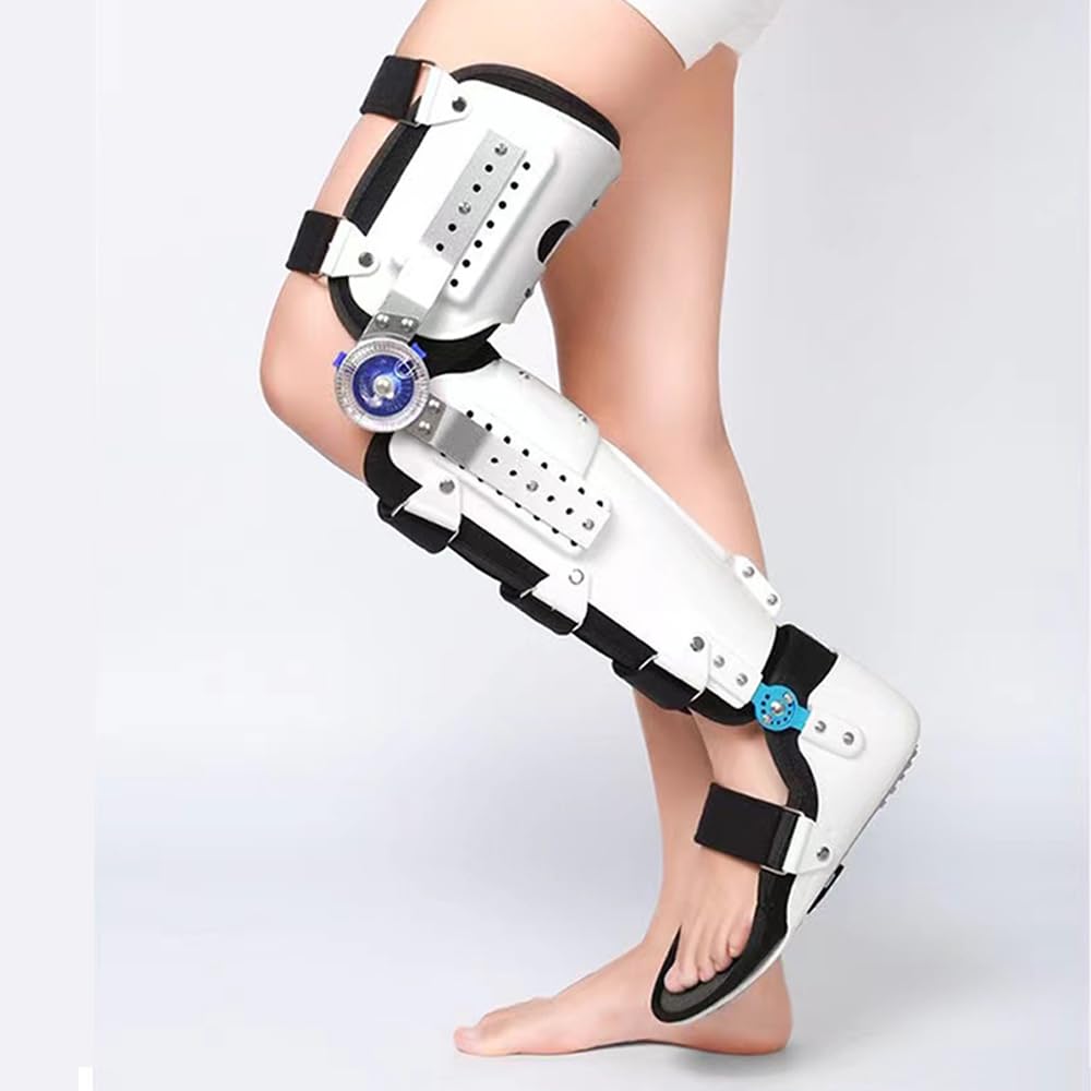 Knee Brace for Post-Op Immobilization & Stabilization, Adjustable Collateral Bars, Widely Used in US Hospitals, Mid-Range ALL (Left feet+knee brace)