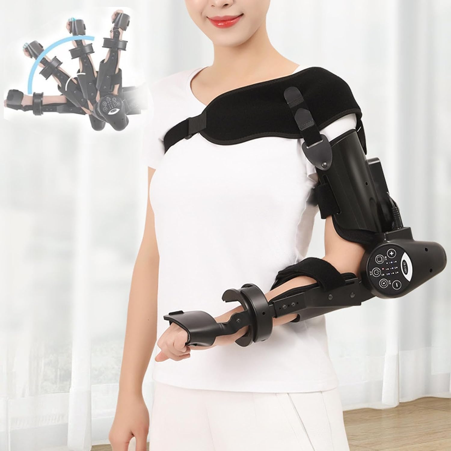 Stroke & Hemiplegia Rehabilitation Equipment: Electric Arm Recovery Robot with Wireless Control & Adjustable Hinged Elbow Brace Right Right arm