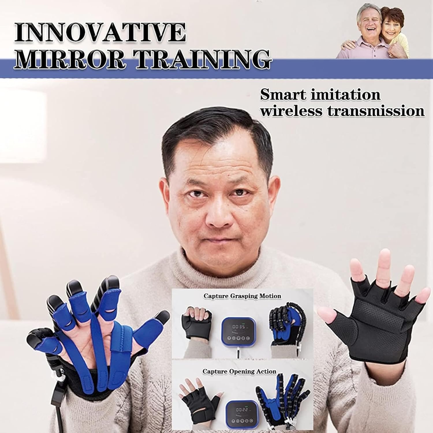 Stroke Hand Splint Assistive Gloves Hemiplegia Finger Rehabilitation Trainer Robot Gloves for Stroke People Finger Wrist Training,Left-XXL