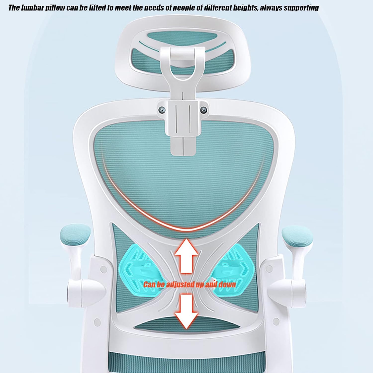 Breathable Mesh Desk Chair, Swivel Task Chair, Office Chair Ergonomic, with Lumbar Support/Flip-up Arms, Adjustable Headrest, 360-Degree Swivel, for Living Room, Bedroo(C-Nylon Feet