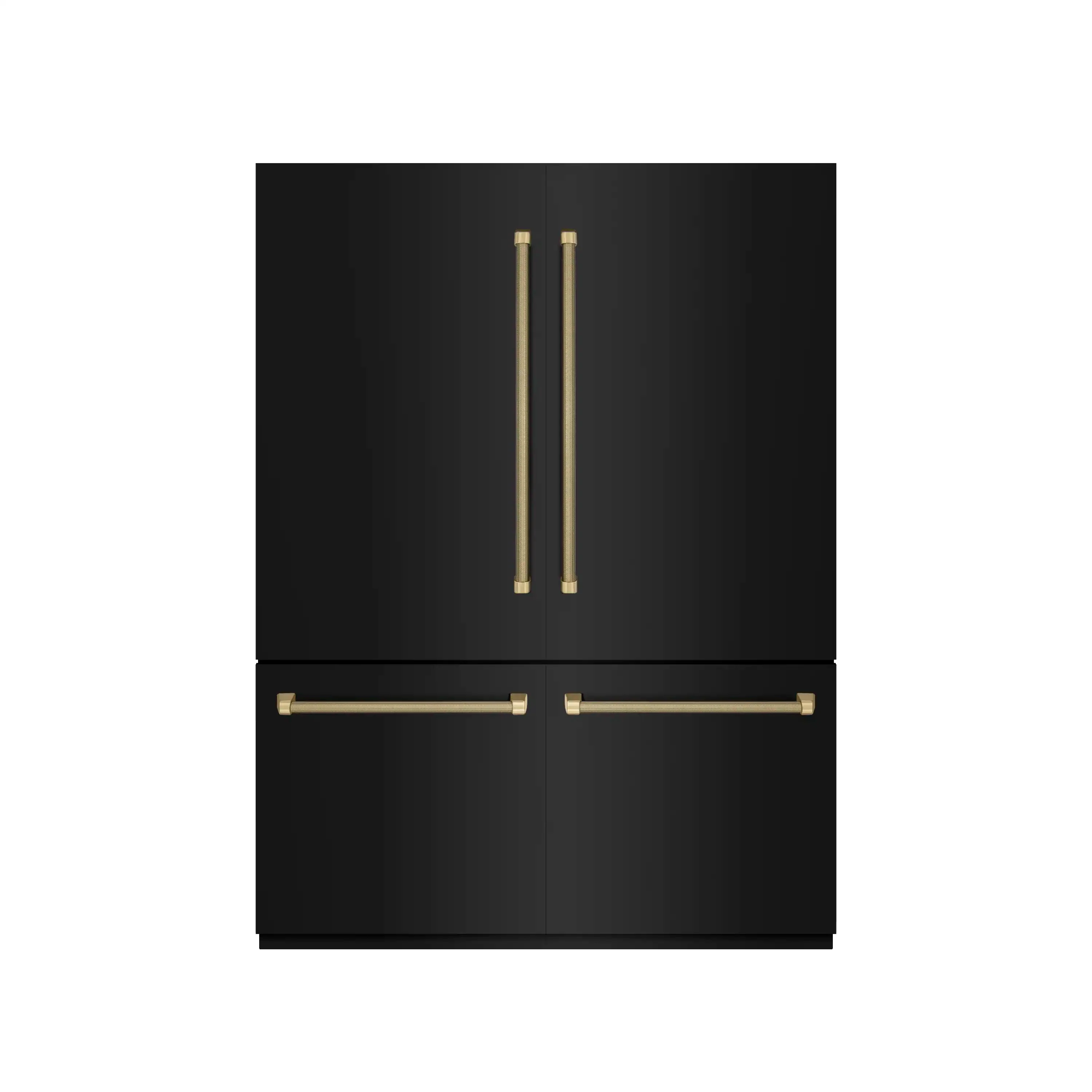 ZLINE Autograph 60-Inch Black Stainless Steel Built-In Refrigerator w/ Gray Interior and Bronze Helix Handles (GRBIVZ-BS60KCB)