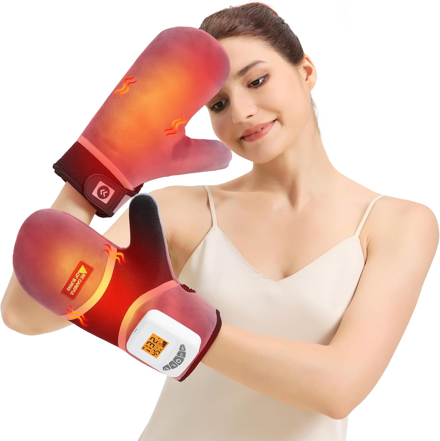 AOKESET Cordless Hand Heating Pad,Massager Vibration Low Noise Heating Pad for Hands,Upgraded 5000mAh Rechargeable Battery Heated Gloves Hand Warmers,Auto Shut Off Hand Heating Pads for Arthritis