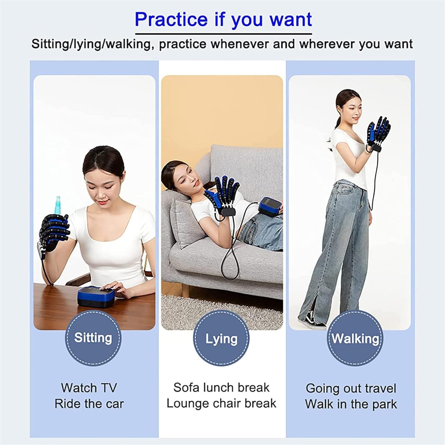 Rehabilitation Robot Gloves, Functional Finger Rehabilitation Trainer, for Stroke Hemiplegia Arthritis Hand Patients(Size:L Code,Color:Left Hand)