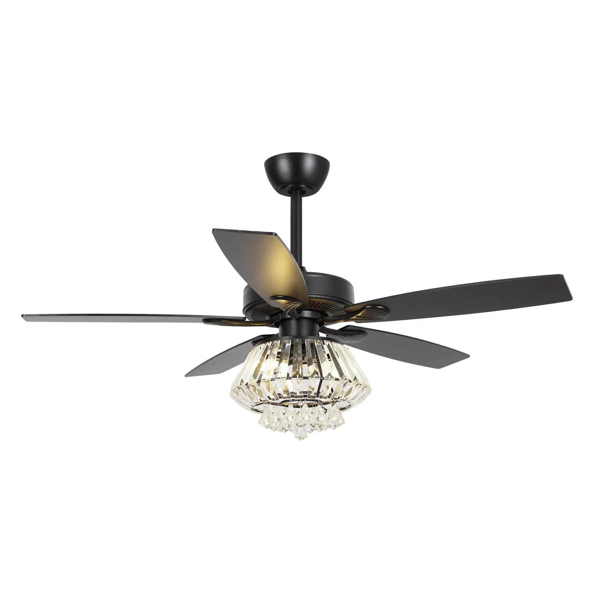 Parrot Uncle 52-Inch Kerala Modern Downrod Mount Reversible Crystal Ceiling Fan with Lighting and Remote Control