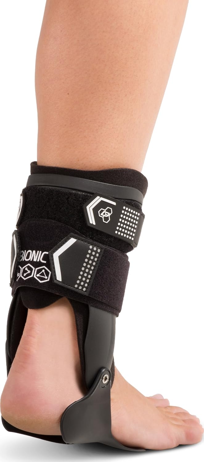 DonJoy Performance BIONIC Stirrup Ankle Brace, Maximum Medial/Lateral Ankle Support, Low-Profile Rigid Brace, Adjustable, Ankle Immobilization for Volleyball, Basketball, Football, Baseball, Lacrosse