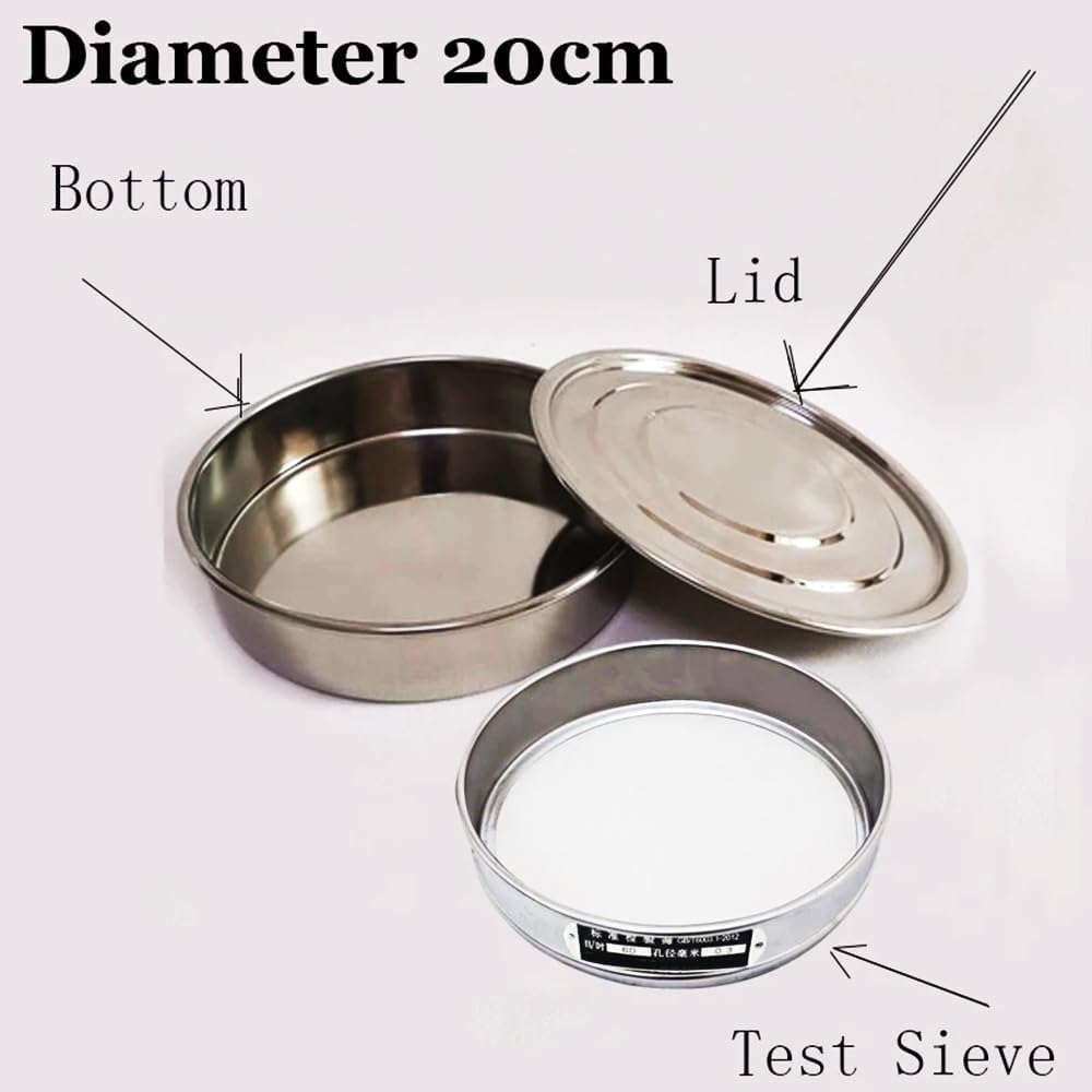 laboratory sieve, 20cm Galvanized Test Sieve with Lid and Bottom, Multiple Mesh Sizes(80 mesh(0.2mm))