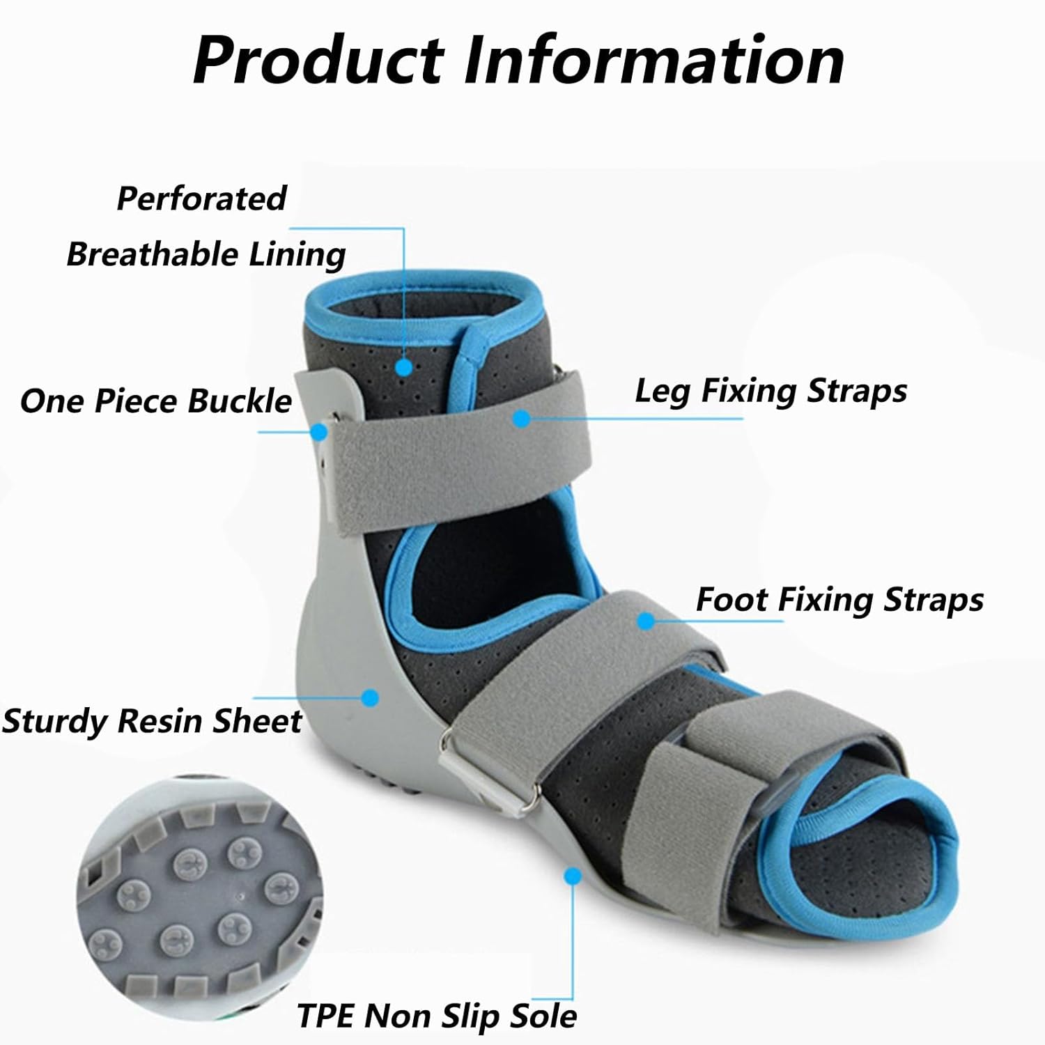 SFKLYU Ankle Support Stabilizer Brace 360° Foot Drop Fixation Splint Adjustable Ankle Support Wrap Strap for Ankle Sprain, Arthritis, Strain,Left,S: 34~37