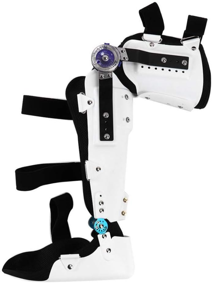 Adjustable Knee Joint Fixed Brace, Hinged Post Op Knee Brace, Breathable Thigh Knee Ankle Foot Supports Orthosis, Compression Support for Protection&Pain Relief (Left-Large