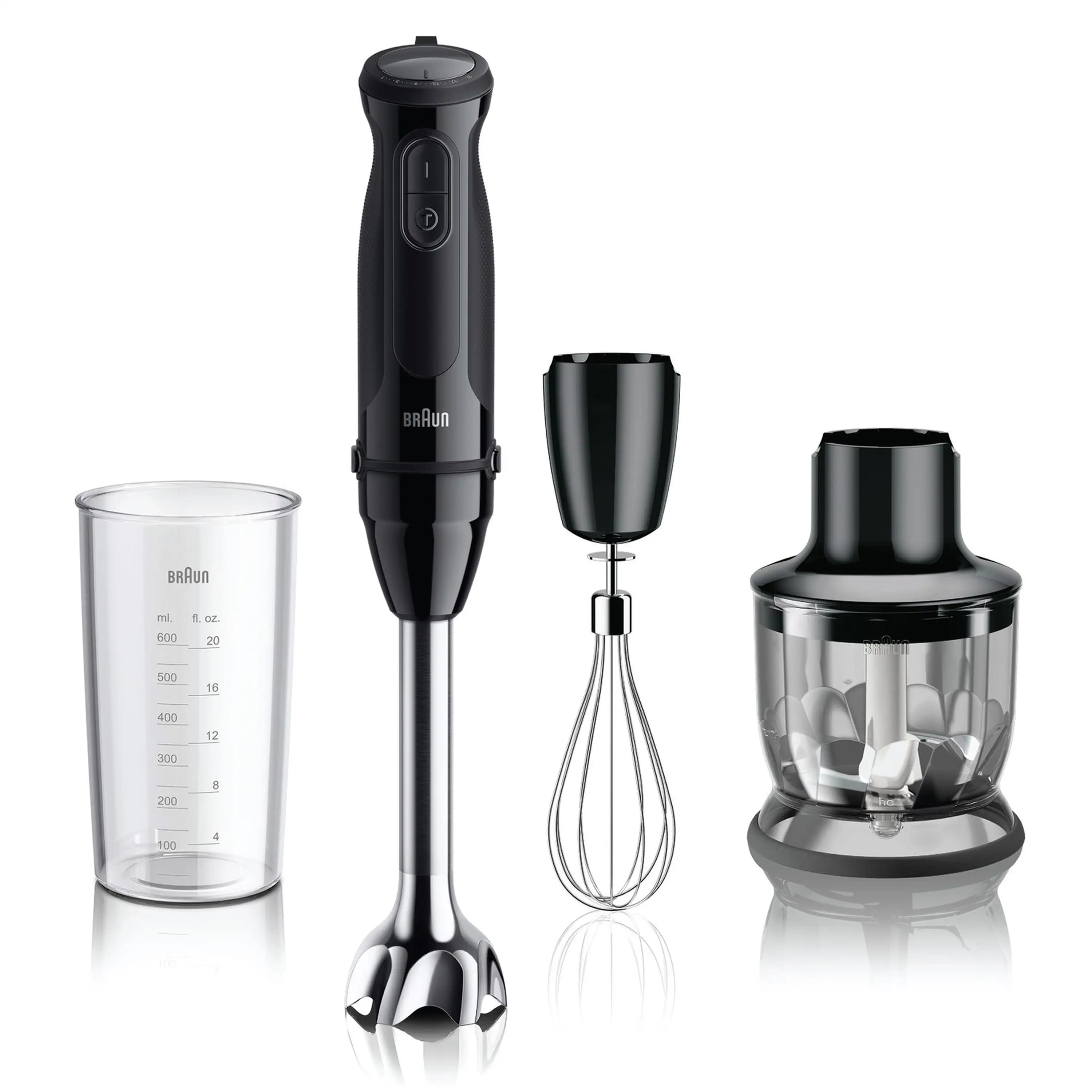 Braun MultiQuick 5 Vario Hand Blender in Black with Whisk, Beaker & Chopper (MQ50202M)