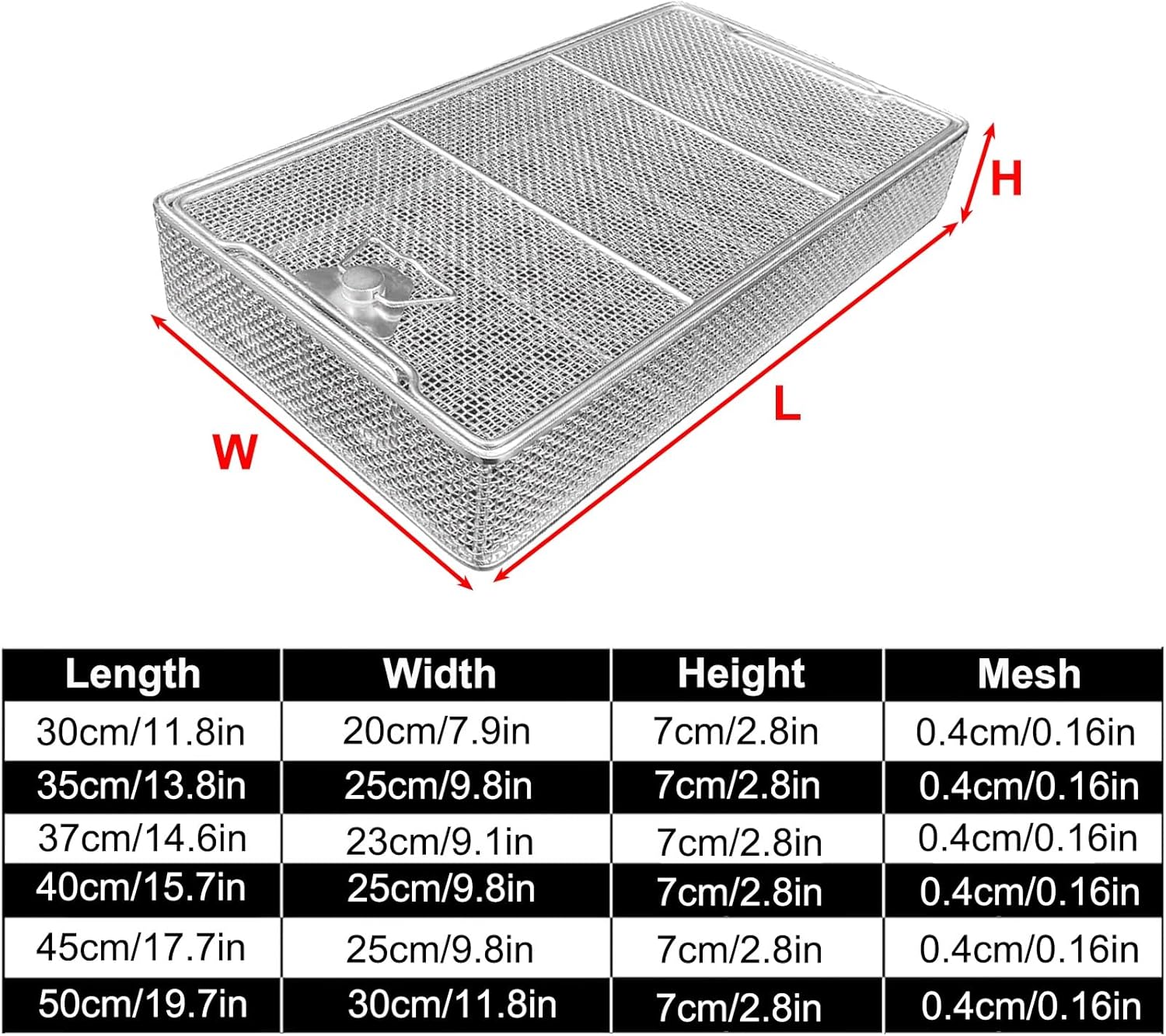 Surgical Instrument Sterilization Basket, 304 Stainless Steel Mesh Perforated Tray with Lid, Ideal for Operating Theatres and Dental Use, 35x25cm