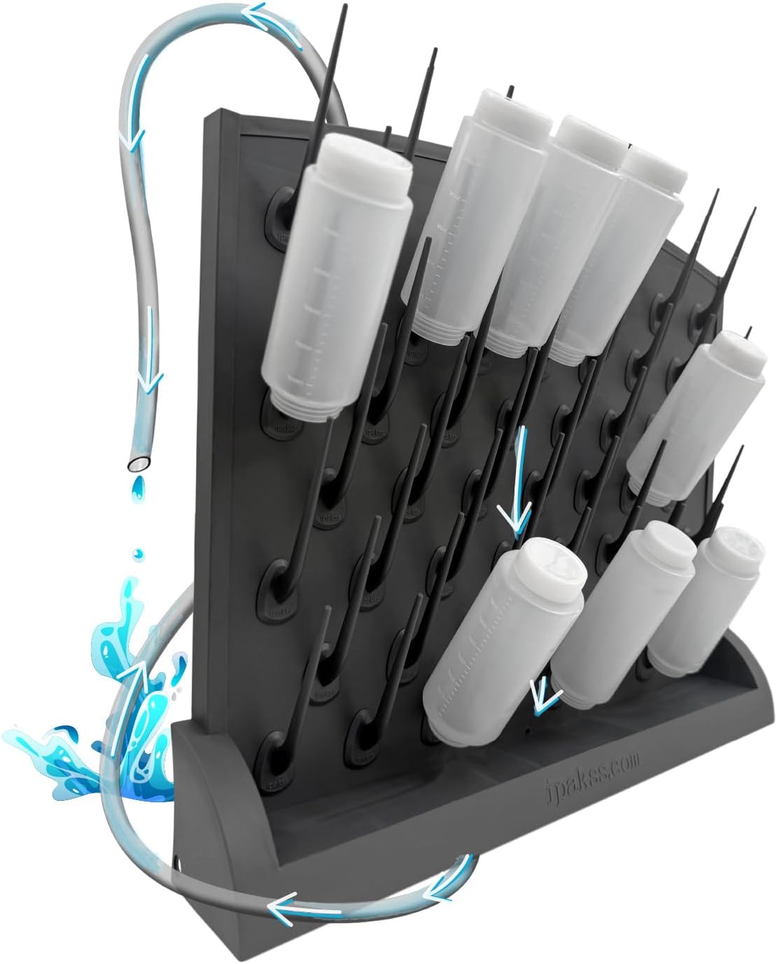 Bottle Drying Rack Kitchen Organizer, Wall Mounted Commercial Dryer for Squeeze Sauce Bottles Glassware, Lab Drying Racks, Test Tube Holder, Sink Drain Rack (53 Pegs)