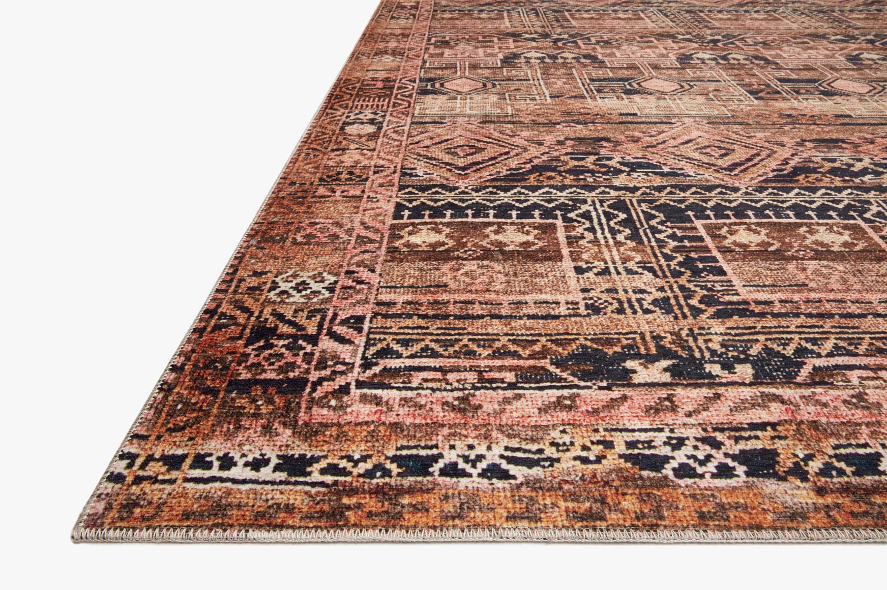 Loloi II Layla Collection - Traditional Power Loomed Rug in Mocha & Blush (LAY-14)