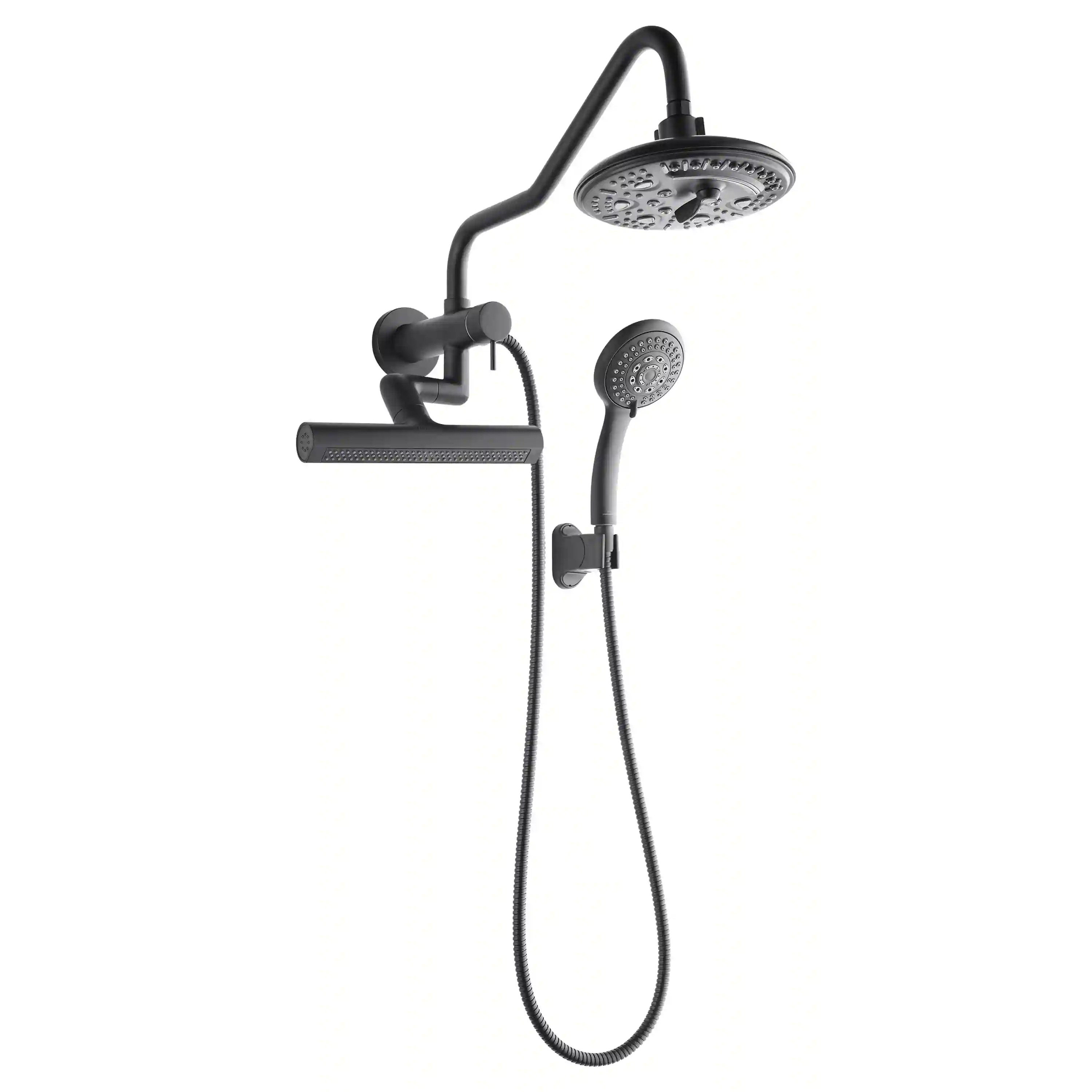 Forno Acqua Fall Mini 8-Inch Overhead Rainfall Shower with 1.8 GPM Flow Rate, Handheld, Body Jets in Matte Black Finish (SMW2BK-C8)