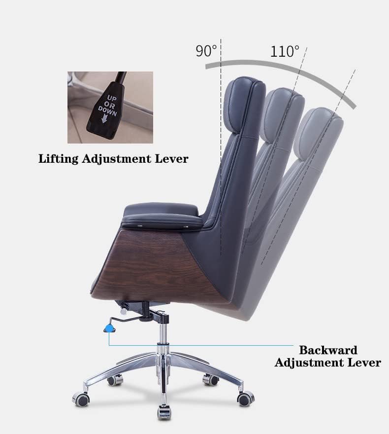 Posture Ergonomic Pu Leather,Managerial Computer Desk Chair Flip Up Armrest Big Tall with Adjustable Lumbar Support High Back Executive Task Swivel Leather Chair Comforta,Black