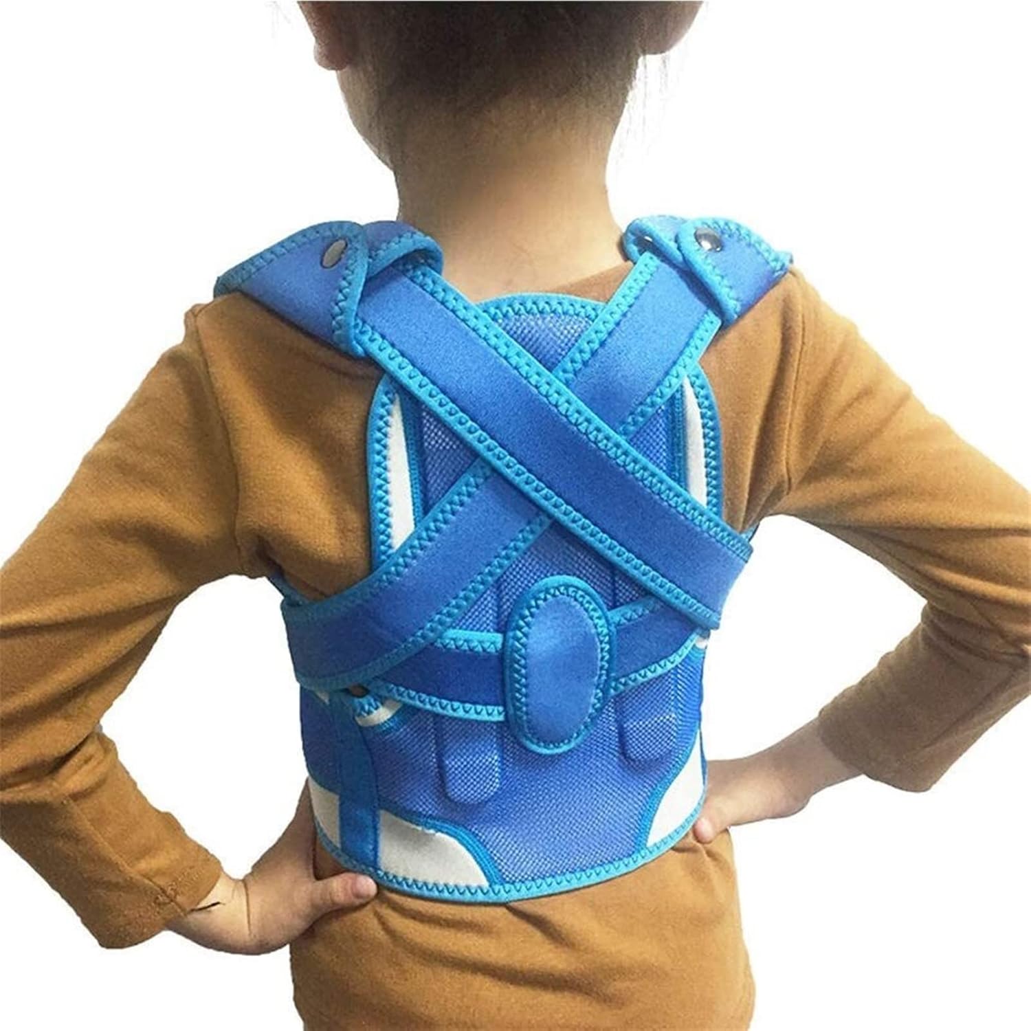 Posture Corrector Back Support Children for Posture Correction Upper Back Clavicle Brace, for Kyphosis, Chest Slouching and Humpback, Improving Posture Back,Pink-X,Blue-X
