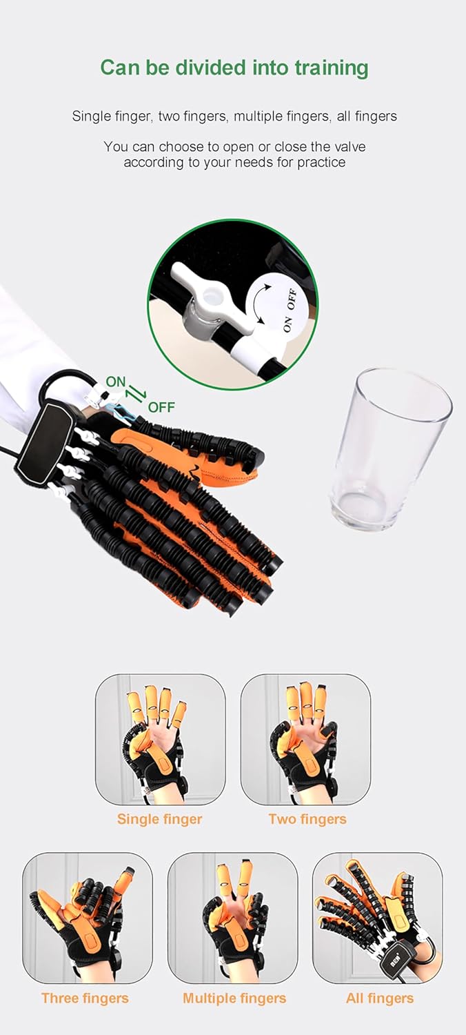 (Left & Right) Both Hand Rehabilitation Robot Gloves, Stroke Hemiplegia Dementia Fingers Recovery Massage, Hand Strengthening Device