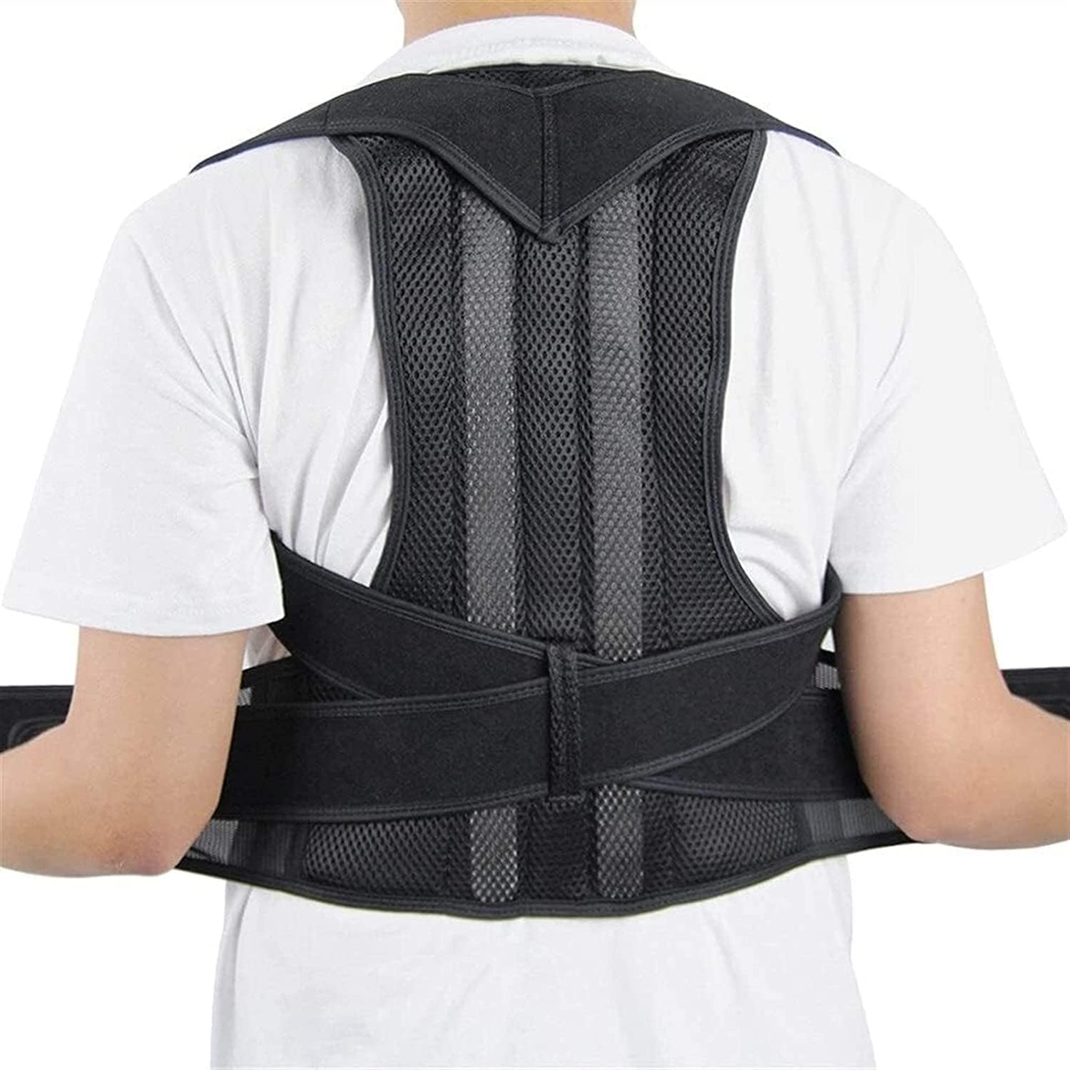 Posture Corrector Full Back Support Shoulder for Men Women Lumbar Brace Corset Back Belt for Relief Teenager Hunchback,Poor Posture, Kyphosis, Etc Back Posturexxx,Black-XX