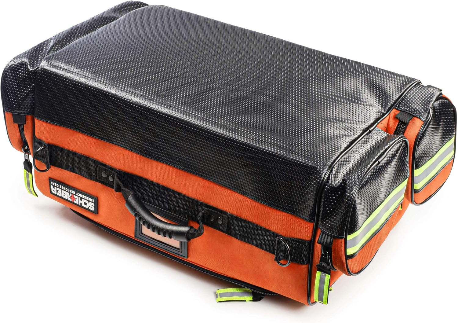 Scherber Fully Stocked First Responder Ultimate Professional EMT/EMS Trauma Kit | HSA/FSA Approved | w/10+ Compartments, Zippered Pockets, Dividers, Oxygen Access & 260+ First Aid Supplies (Orange)
