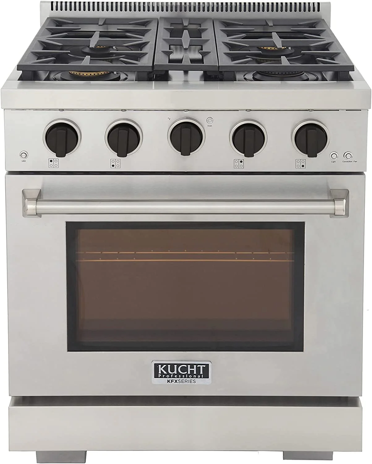 Kucht 30-Inch Propane Gas Range in Stainless Steel with Black Knob (KFX300/LP-K)