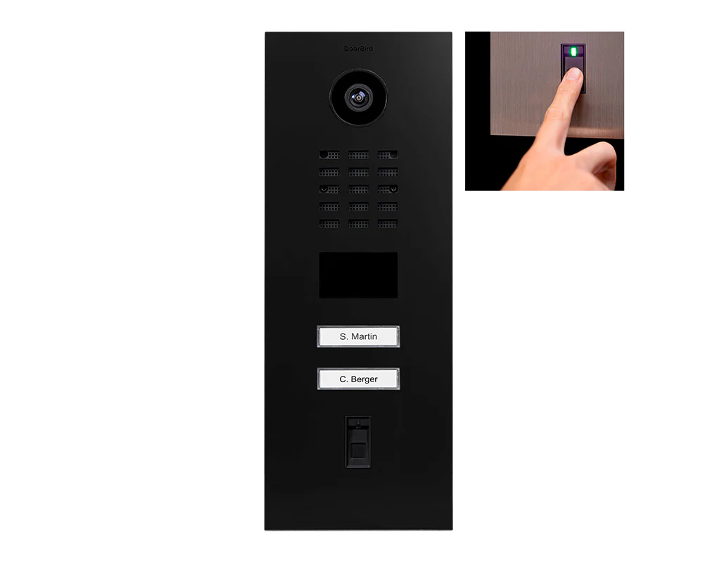 DoorBird D2102FV Fingerprint 50 IP Video Door Station, 2 Call Button in Graphite Black