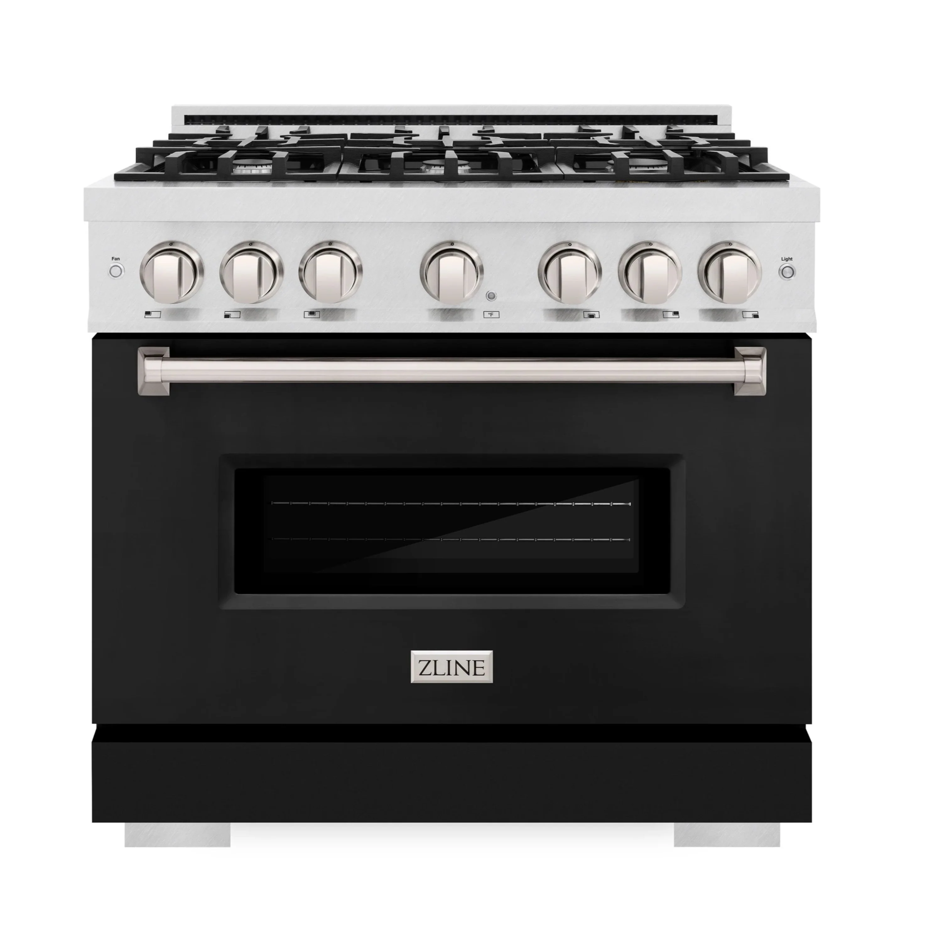 ZLINE Autograph Edition 36-Inch Classic Series Gas Range with 6 Burner Cooktop and 5.2 Cu. Ft. Convection Oven in Satin Stainless Steel with Black Matte (CGRS-BLM-36)