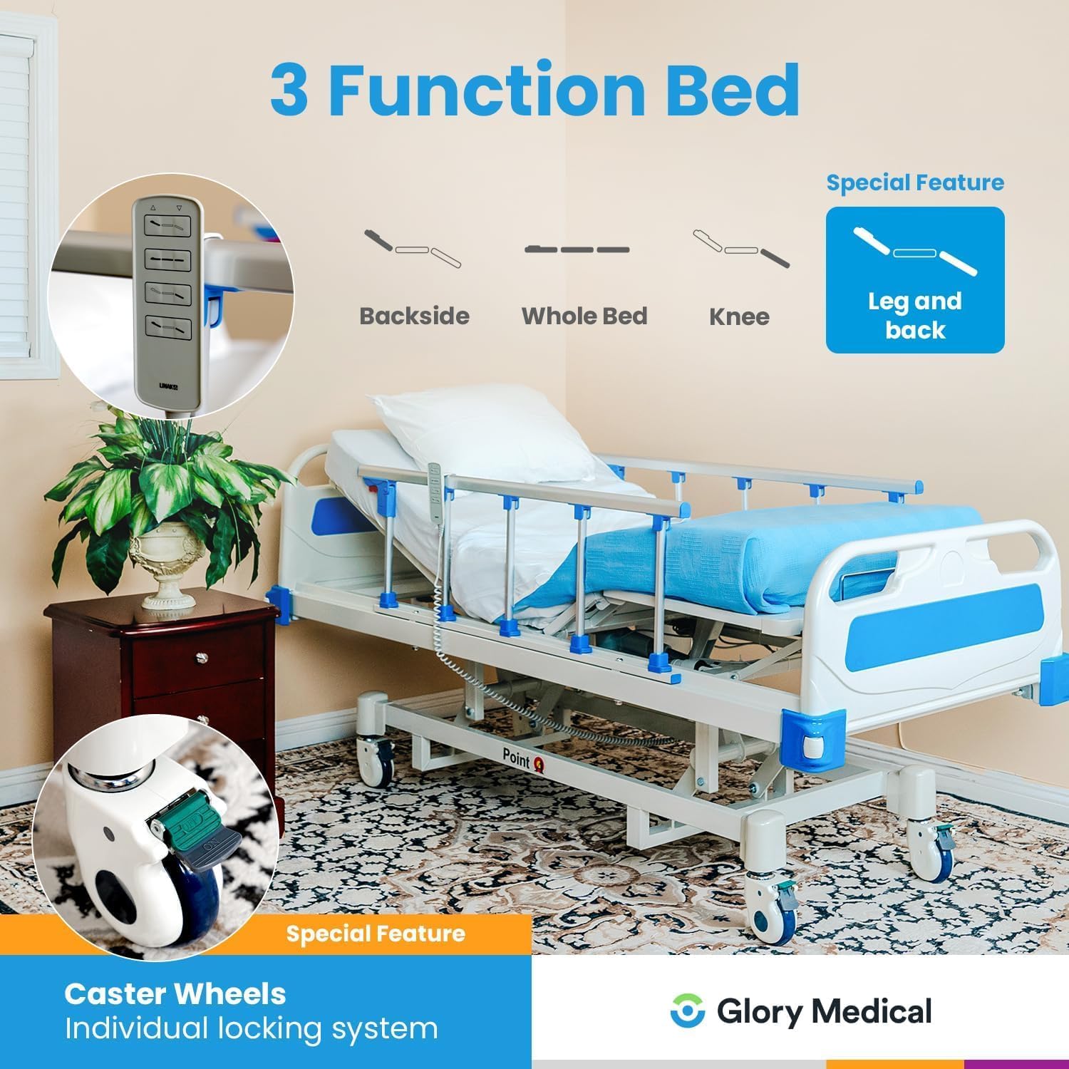 Point A (PAM-3) Premium Full Electric Hospital Bed, 4.7