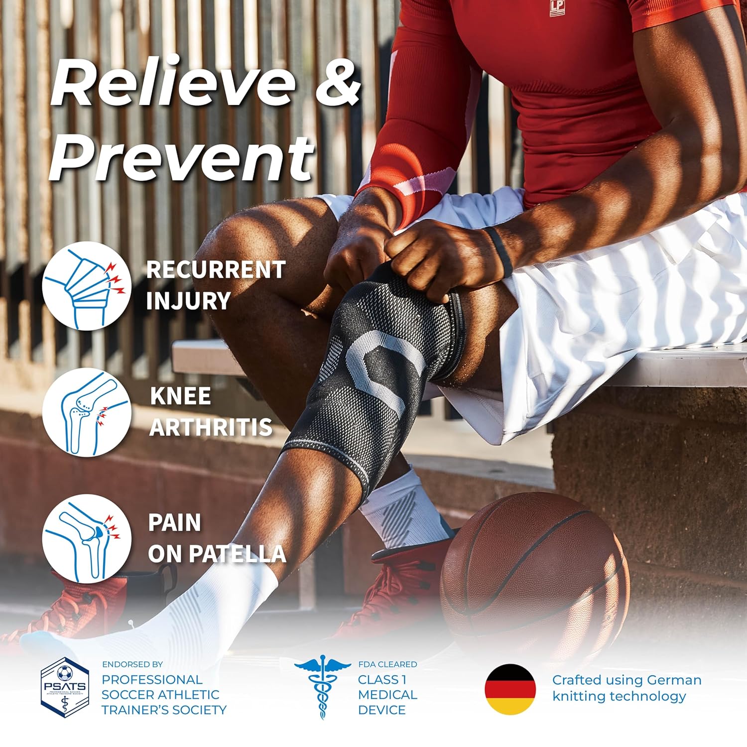 LP 170XT Compression Knee Sleeve with Silicone Pad & Bilateral Stays – Breathable Knee Support for Enhanced Sports Performance in Running, Basketball, Soccer, Tennis, Gym Workouts, Hiking – Optimal Joint Stability for Active Athletes (Black, Small,1p