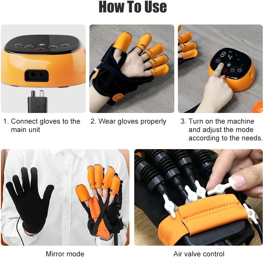 KEULEN Finger Hand Function Rehabilitation Gloves, Hand Stroke Recovery Equipment, 3 Temperature and 9 Levels of Strength Adjustable, for Stroke, Hemiplegia, and Poor Finger Mobility Patients
