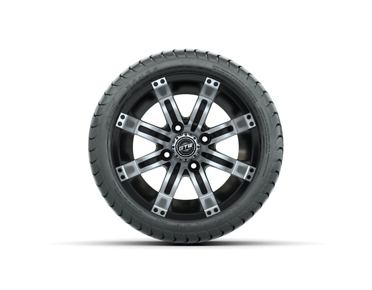 12” GTW Tempest Black and Machined Wheels with 18” Mamba DOT Street Tires – Set of 4