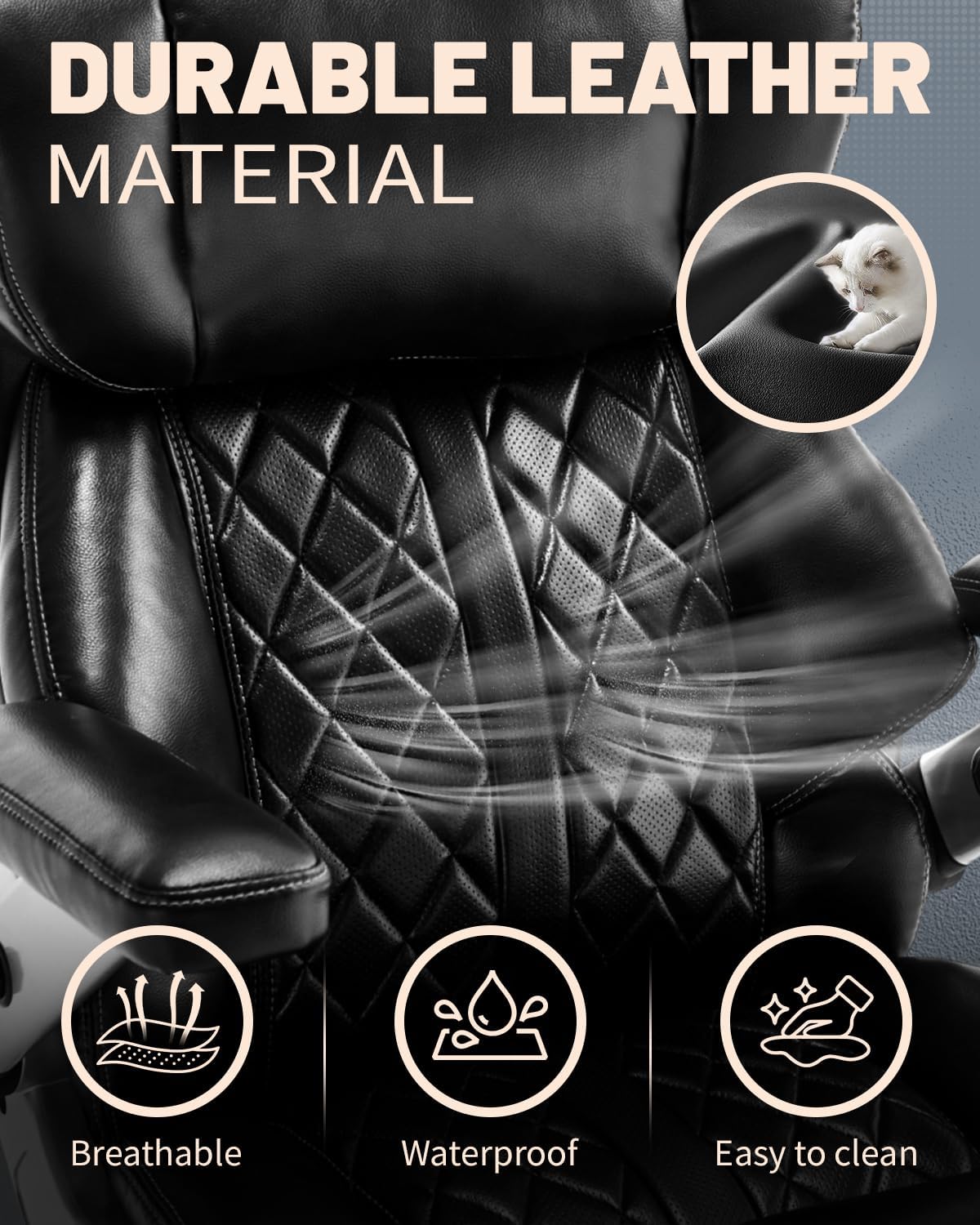 800lbs Executive Chairs with 5D Flip Arms, Heavy Duty Office Chair with Adjustable Lumbar Support, Office Chair for Heavy People, Big and Tall chair with Quiet Rubber Wheel and Extra Wide seat