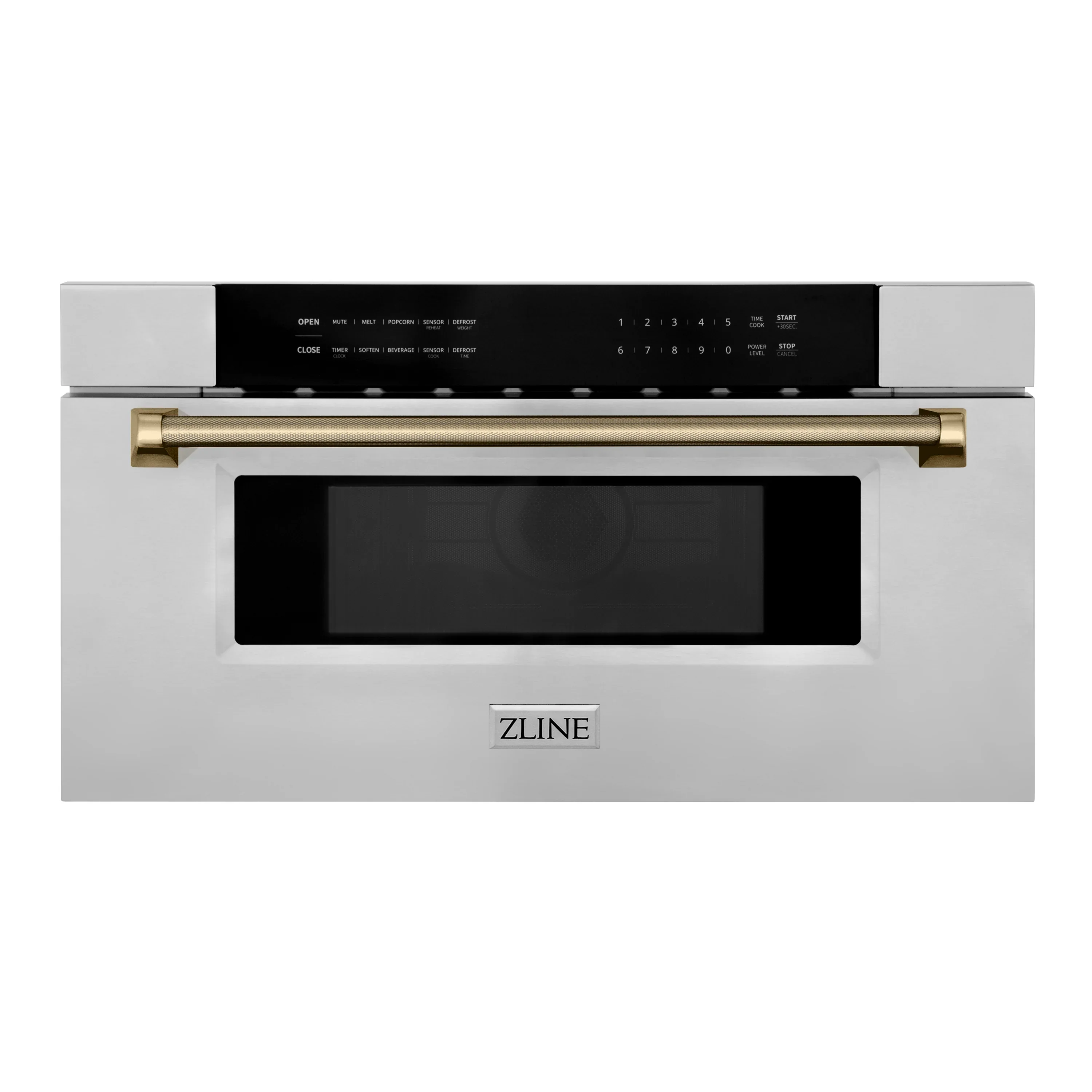 ZLINE Autograph 30-Inch Microwave Drawer in Stainless Steel and Champagne Bronze Helix Handle (MWDZ-30-KCB)