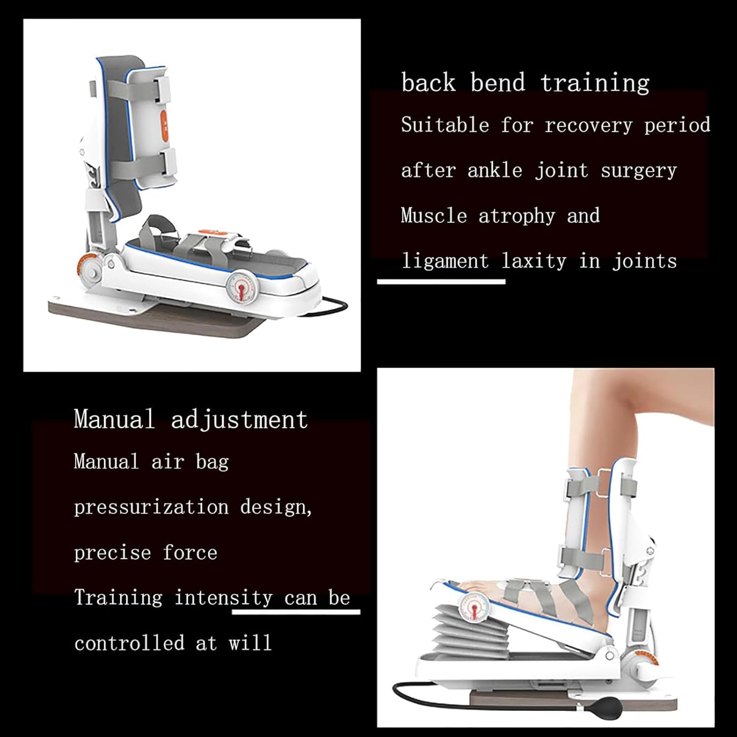Ankle Rehabilitation Device, 0-40° (±5°) Full Angle Trainer Adjustable Angle and Intensity with Double Angle Dial for Ankle