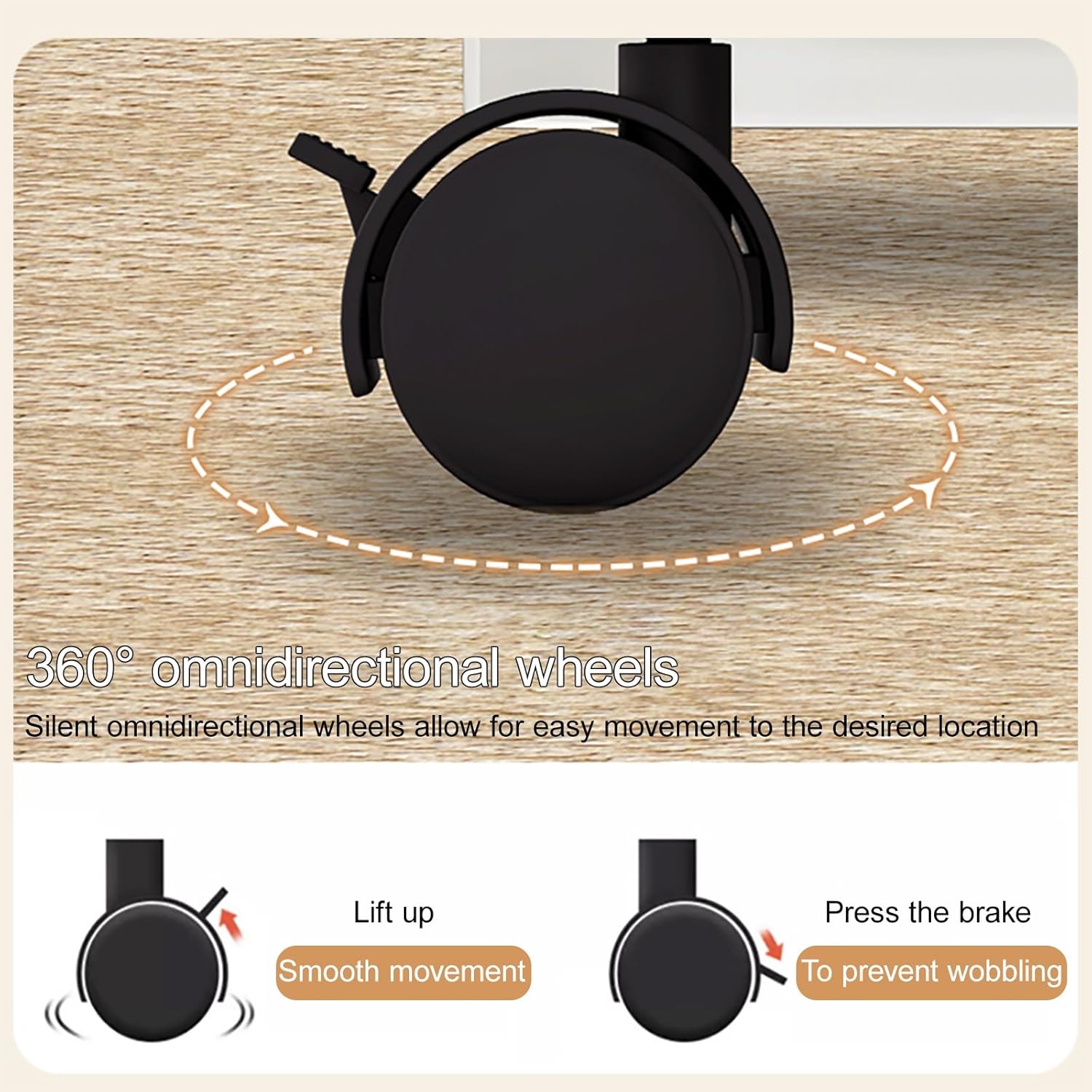 Medical Overbed Bedside Table with Two Shelves and Wheels (Hospital and Home Use), Height Adjustable Bed Table, Small Computer Cart for Couch, Office(Wood Color,60 * 40cm/24 * 16in)