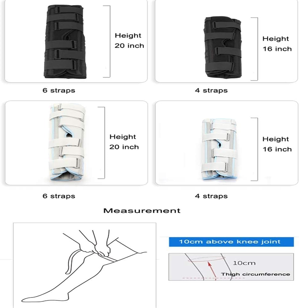 Knee Fixation Brace Full Leg Brace Straight Knee Splint Comfort Rigid Support for Knee Pre and Injury Recovery,Grey-16 inches
