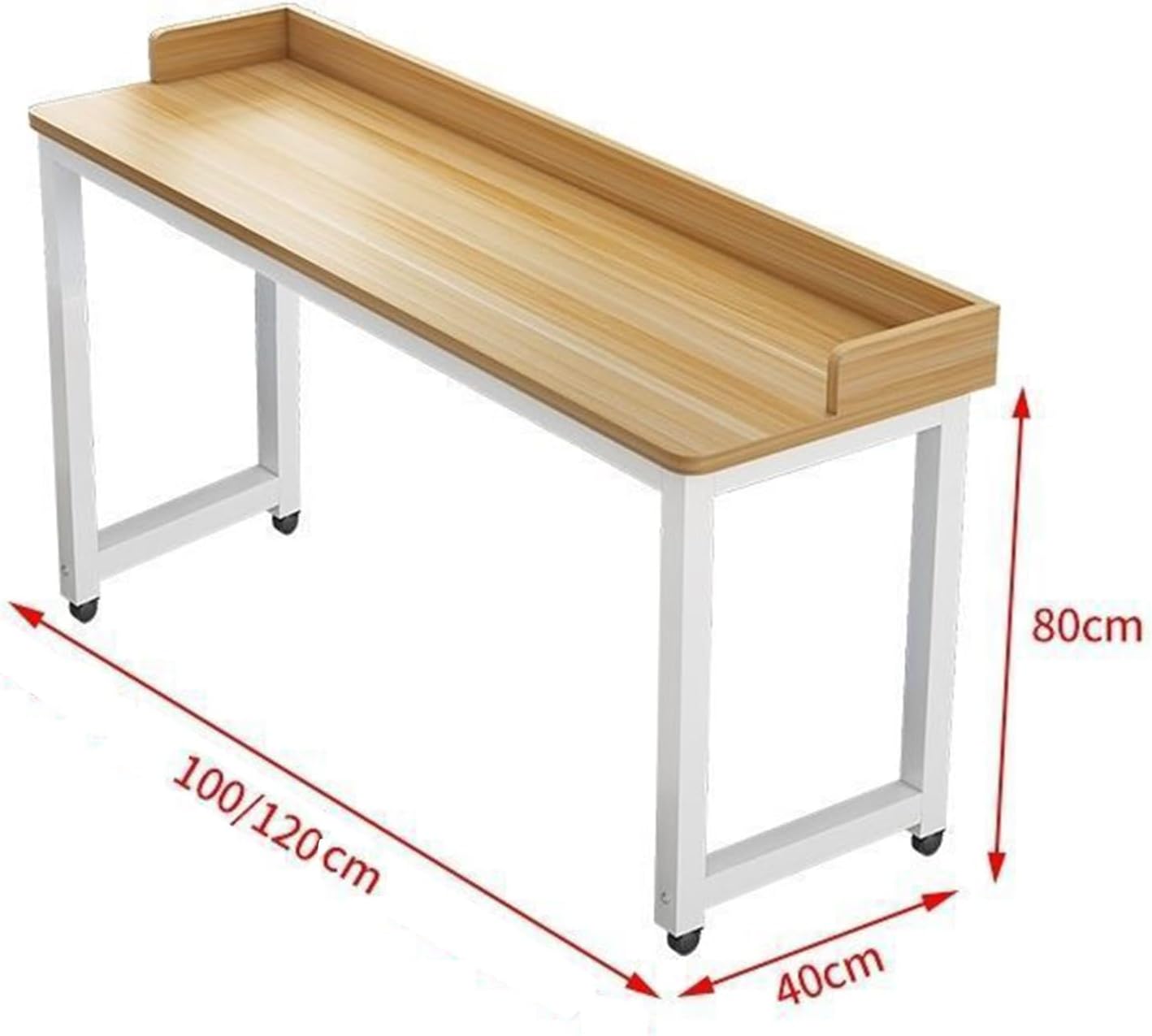 Generic Overbed Table,Over Bed Table with Wheels Adjustable Height,Rolling Bed Table,Large Bed Desk with Surrounding Baffle,Works As Bar Table, Dining Table Or Laptop Bed Table, Pink+white Frame