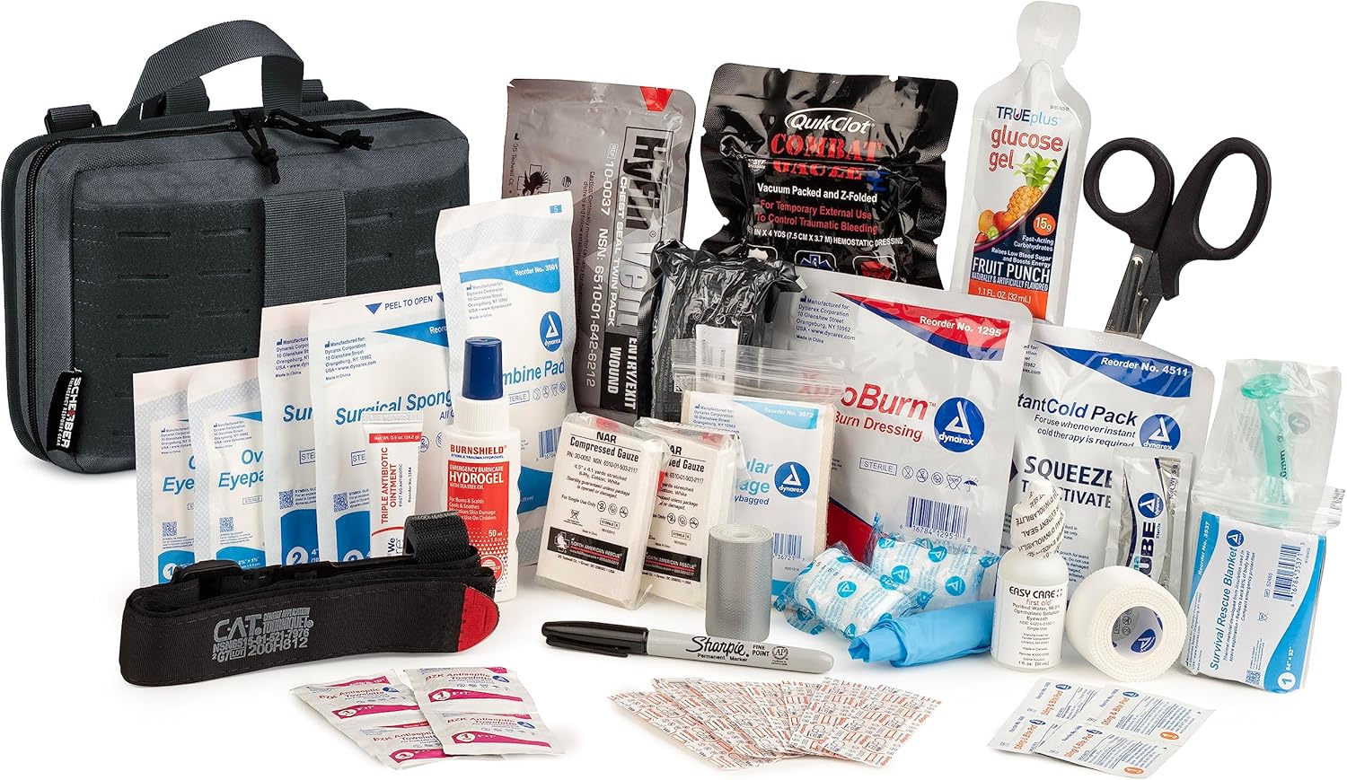 Scherber Vehicle IFAK Emergency Trauma Kit | 95+ Medical Supplies & Equipment, NAR Tourniquet & CPR Mask | Fully Stocked Rip Away Molle Pouch for Car, Home & Professional First Aid | Ultimate, Black