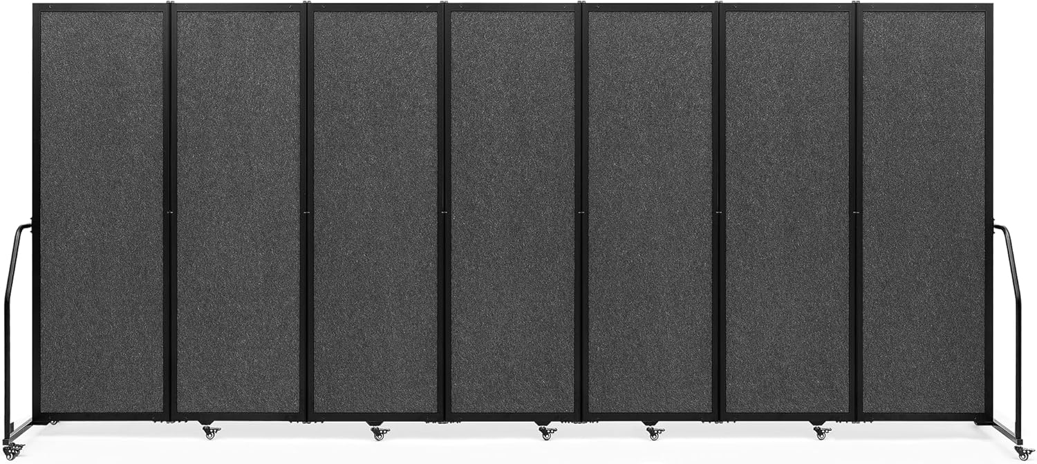 Foldable Privacy Screens Rolling Room Partition with arms Versatile Freestanding Dividers for Hospitals Clinics Nursing Homes Offices 7 Panel, Dark Gray